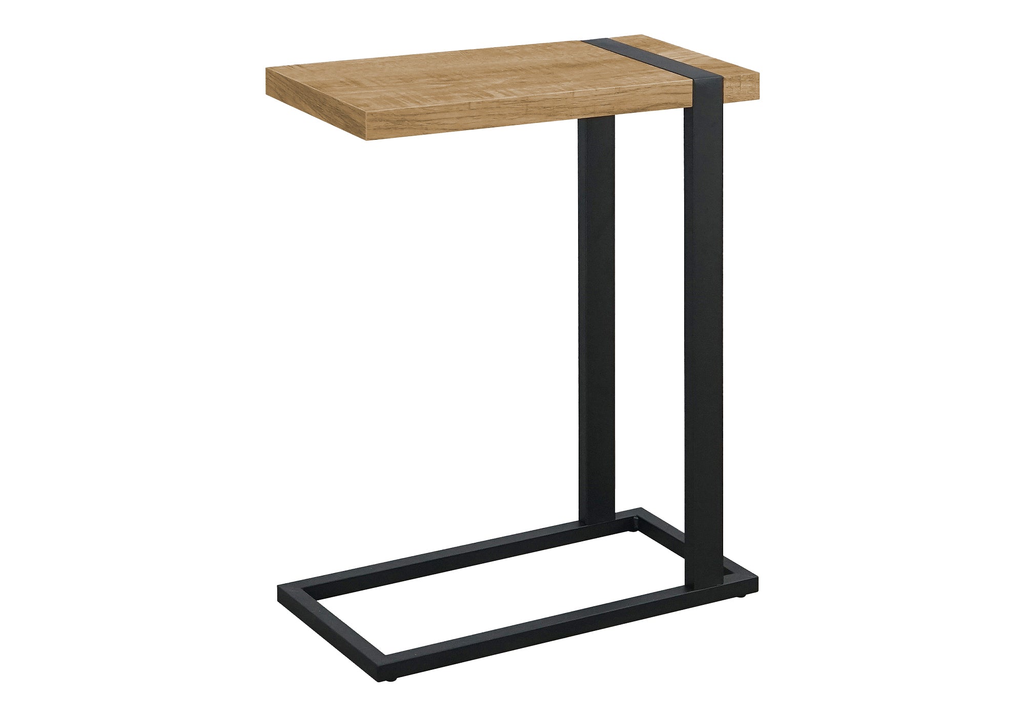 Accent Table 25"H C-Shape Black Mango Wood Metal-DECOROLALA