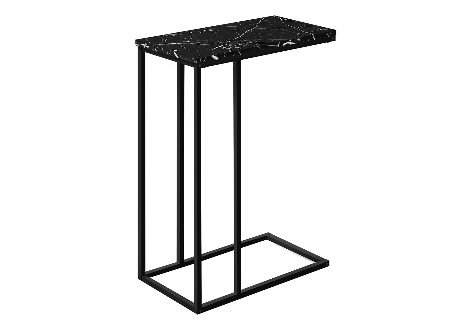 Accent Table 25"H C-Shape White/Black Metal-Accent Table-DECOROLALA