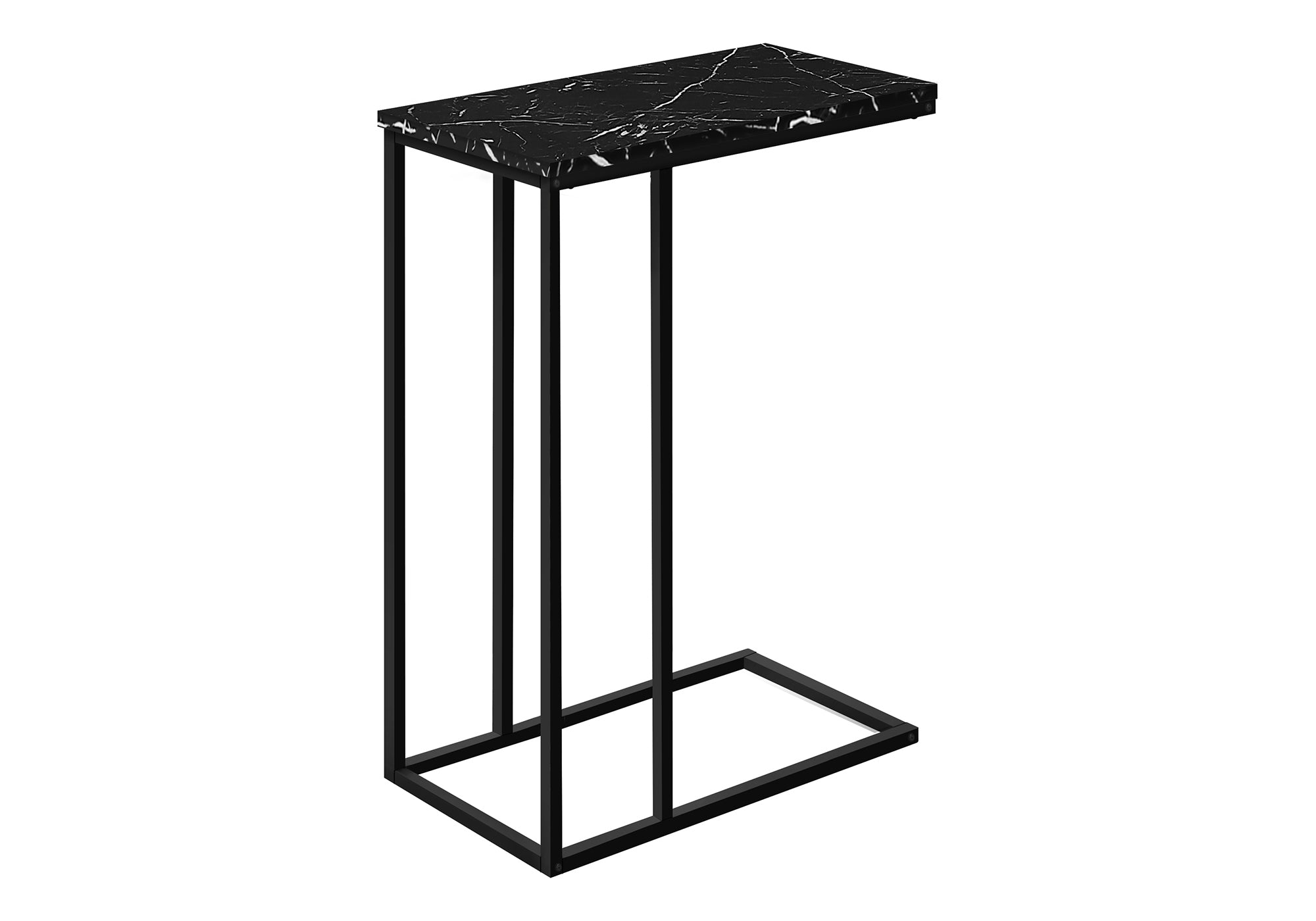 Accent Table 25"H C-Shape White/Black Metal-Accent Table-DECOROLALA