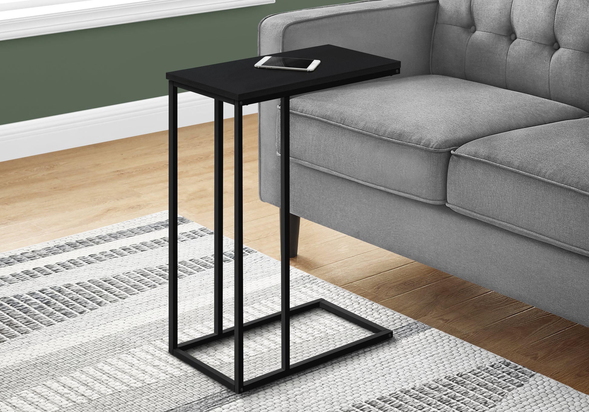 Accent Table 25"H C-Shape White/Black Metal-Accent Table-DECOROLALA