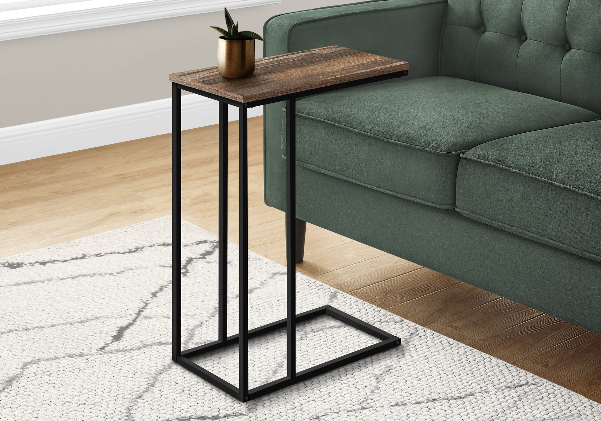 Accent Table 25"H C-Shape White/Black Metal-Accent Table-DECOROLALA