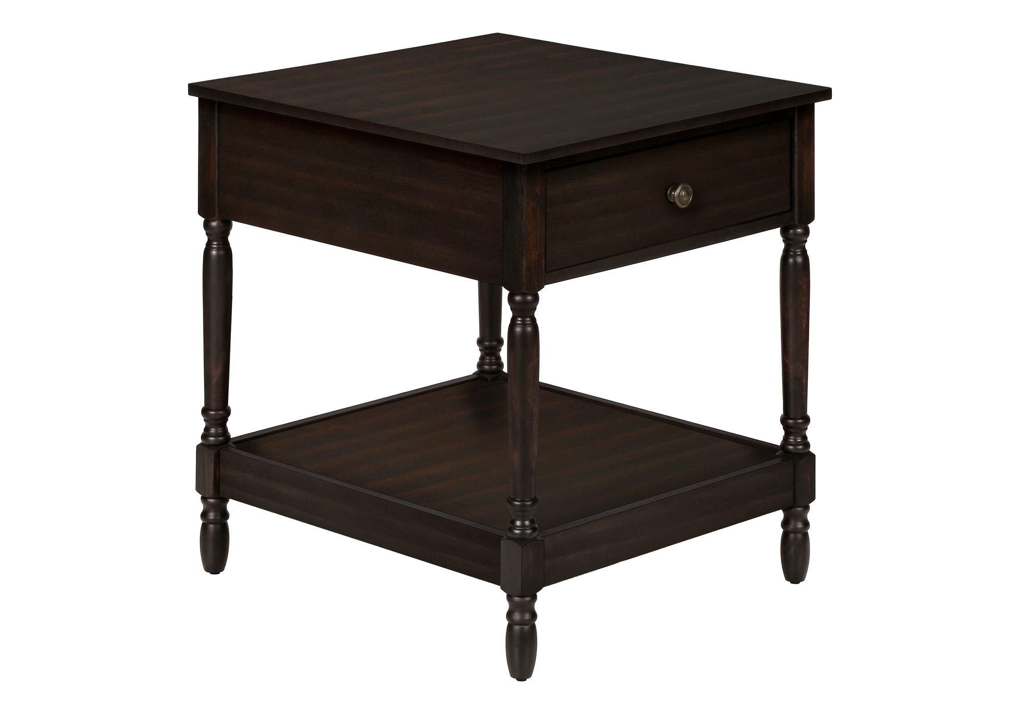 Accent Table - 25"H Dark Walnut Veneer End Table-Accent Table-DECOROLALA