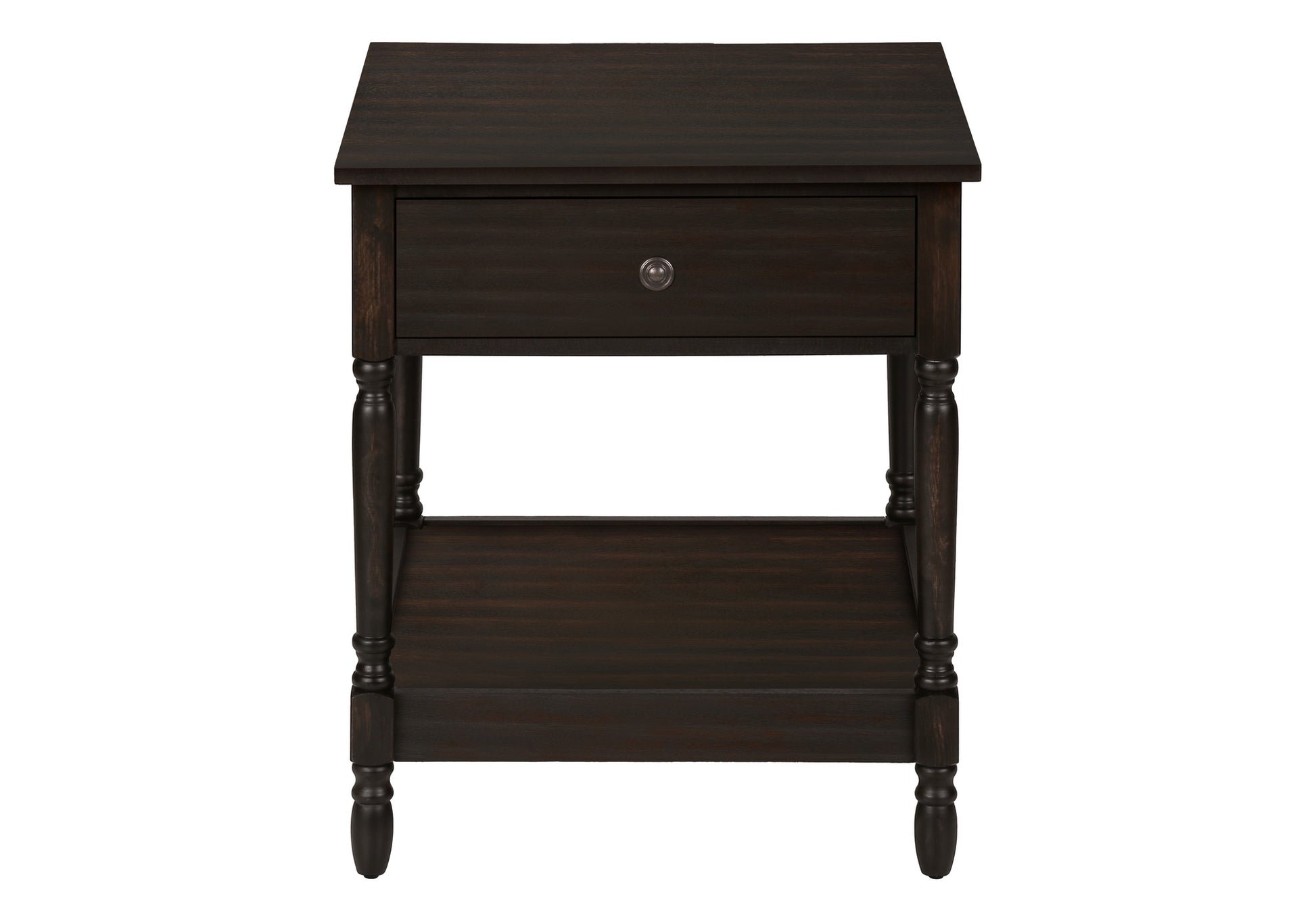 Accent Table - 25"H Dark Walnut Veneer End Table-Accent Table-DECOROLALA