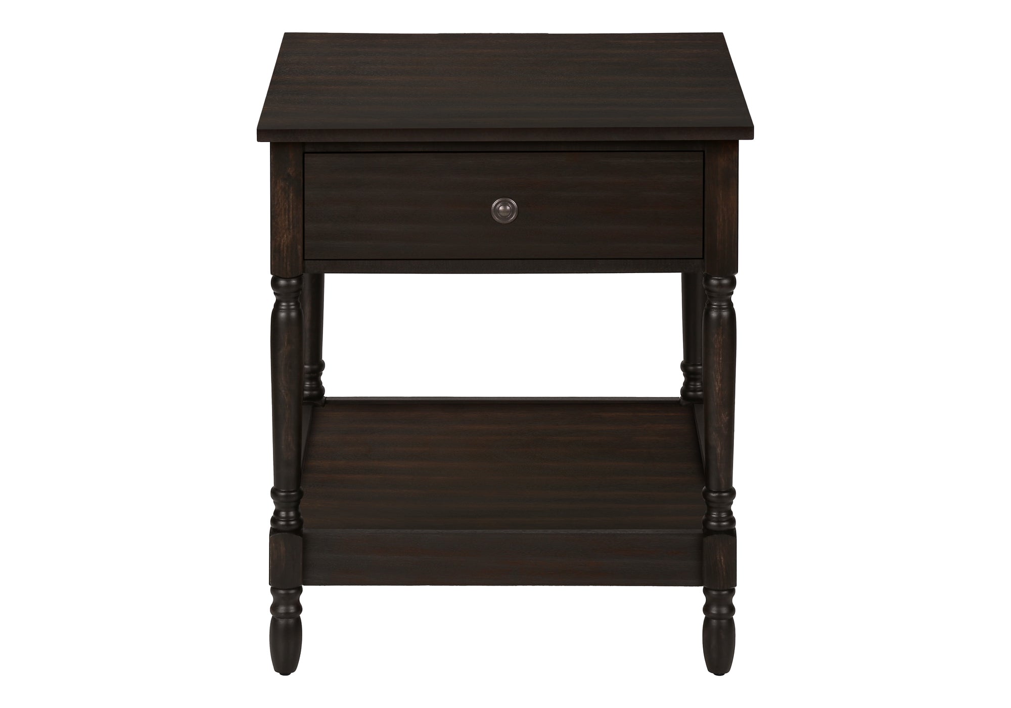 Accent Table - 25"H Dark Walnut Veneer End Table-Accent Table-DECOROLALA