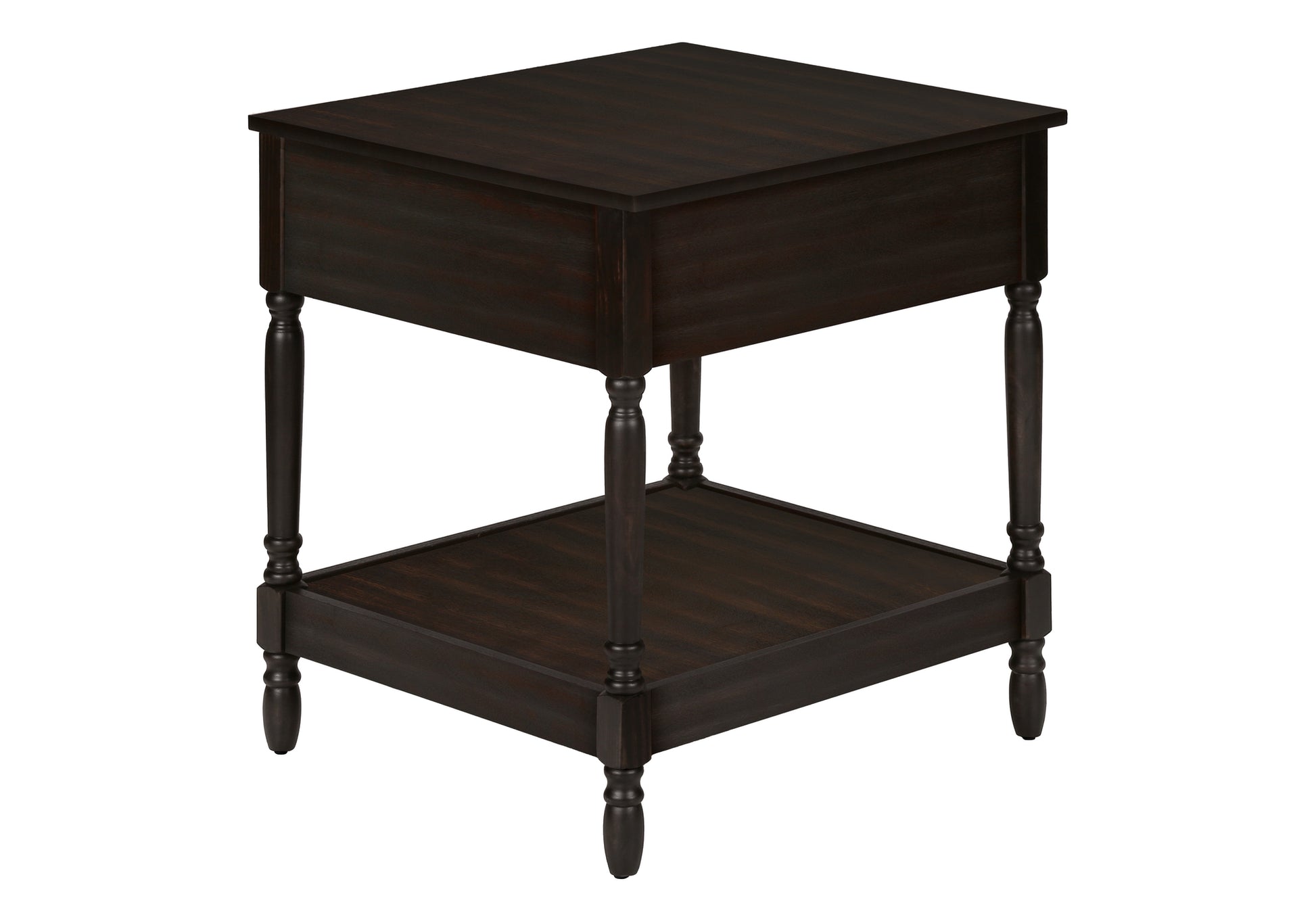 Accent Table - 25"H Dark Walnut Veneer End Table-Accent Table-DECOROLALA
