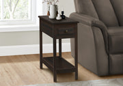 Accent Table 25"H Dark Walnut Veneer with Storage Drawer-Accent Table-DECOROLALA