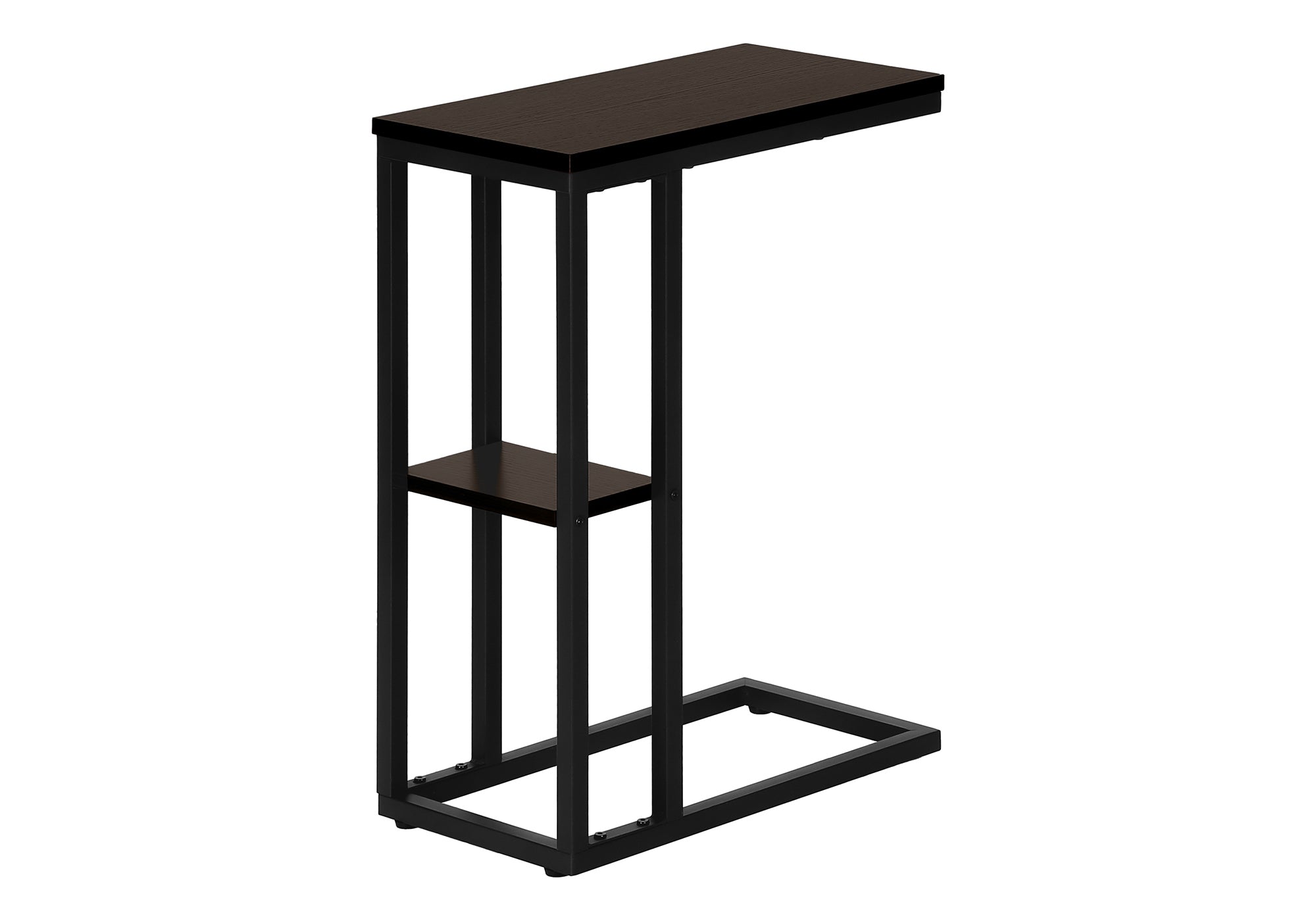 Accent Table 25"H Espresso C-Shaped With Shelf-Accent Table-DECOROLALA