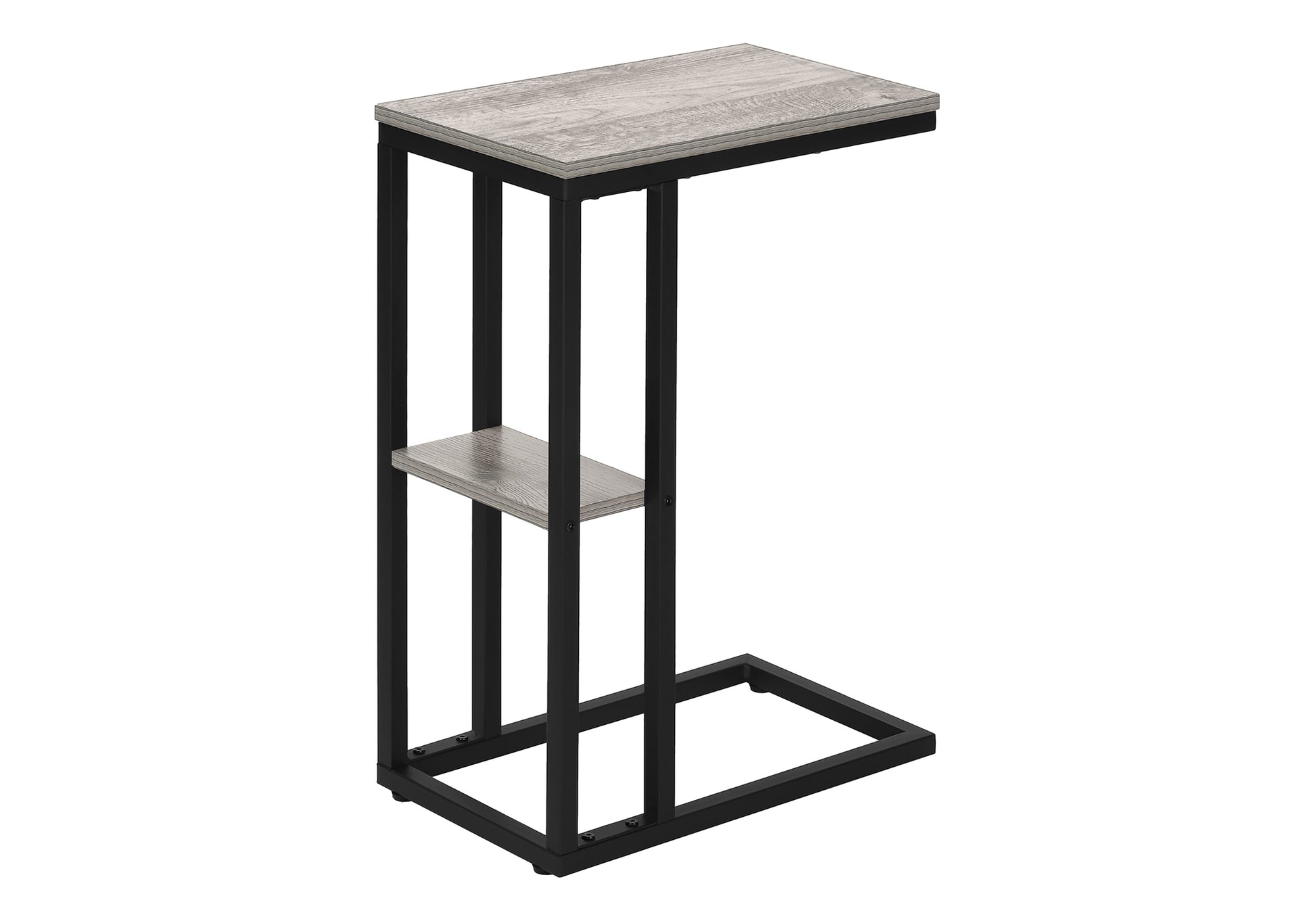 Accent Table 25"H Espresso C-Shaped With Shelf-Accent Table-DECOROLALA
