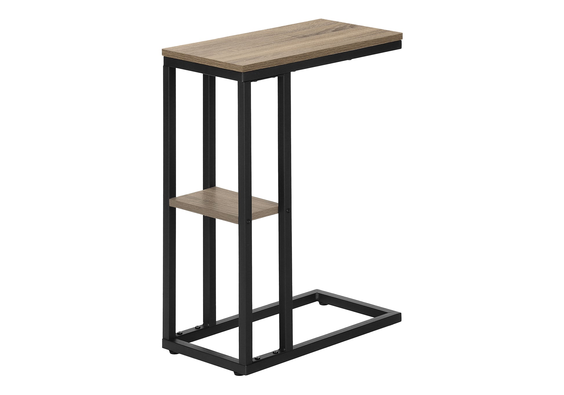 Accent Table 25"H Espresso C-Shaped With Shelf-Accent Table-DECOROLALA