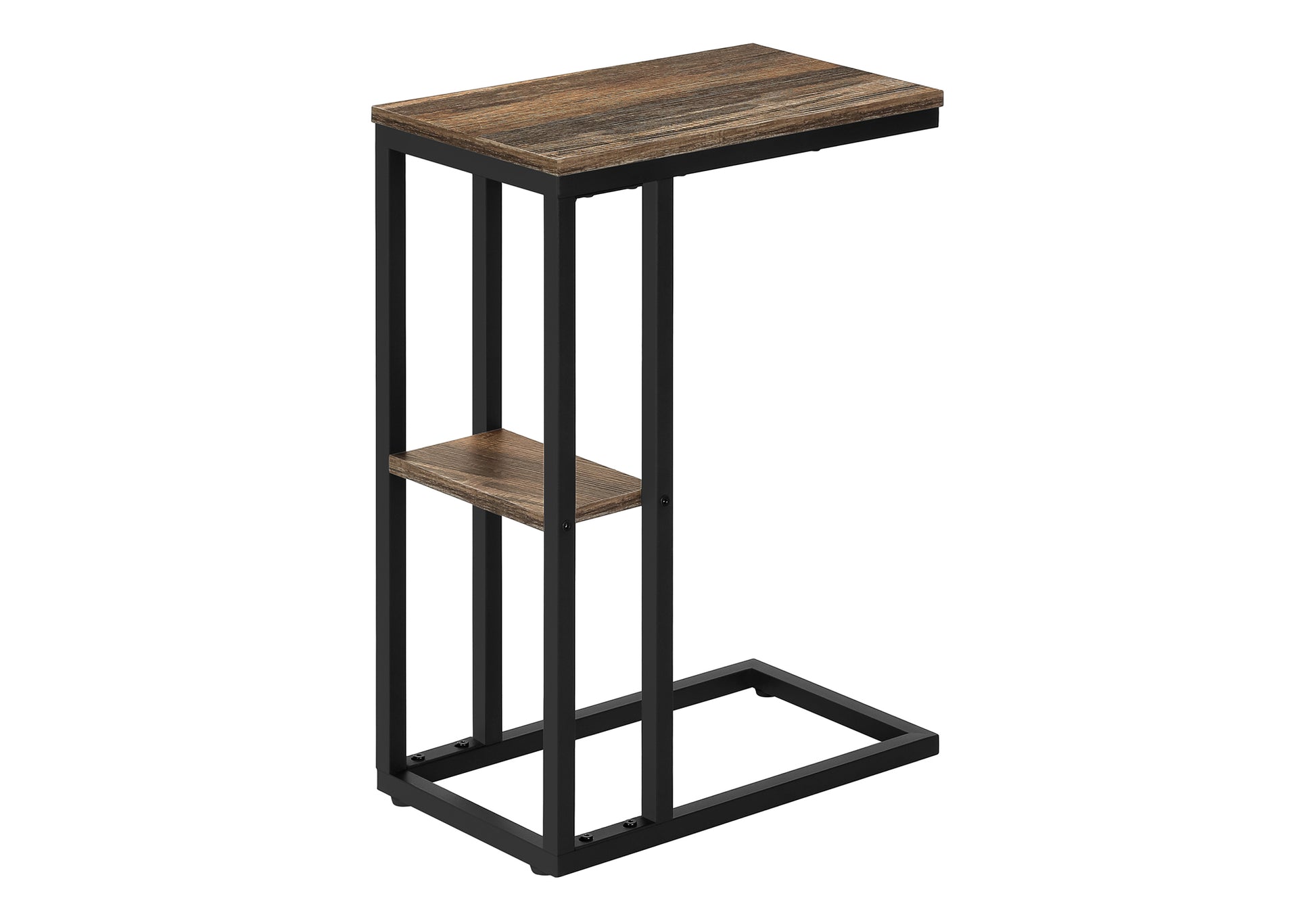 Accent Table 25"H Espresso C-Shaped With Shelf-Accent Table-DECOROLALA