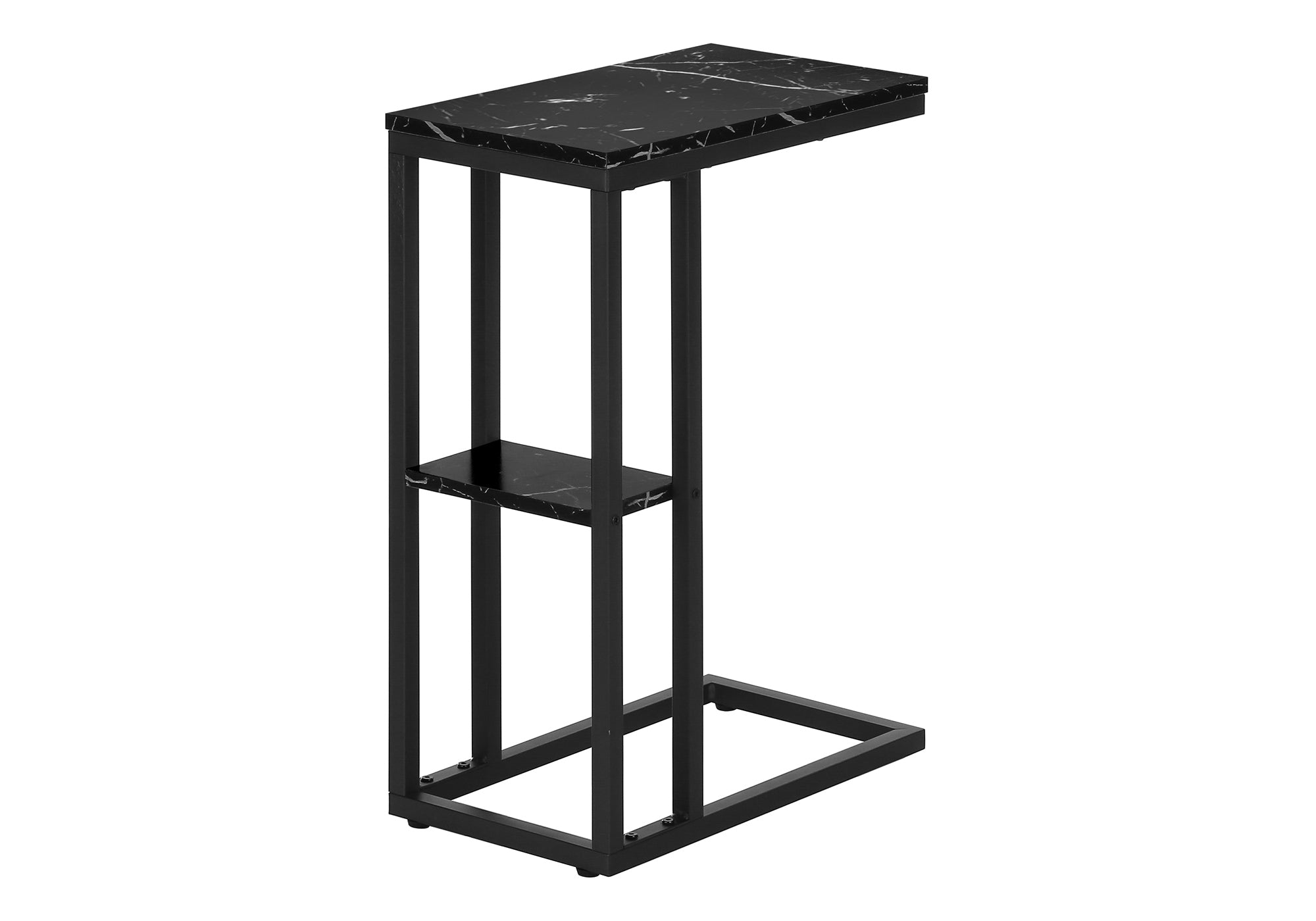 Accent Table 25"H Espresso C-Shaped With Shelf-Accent Table-DECOROLALA