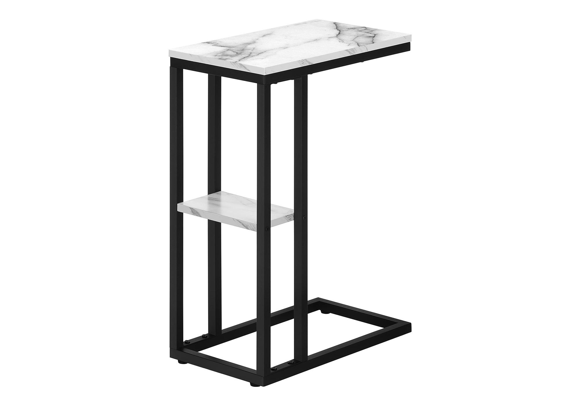 Accent Table 25"H Espresso C-Shaped With Shelf-Accent Table-DECOROLALA