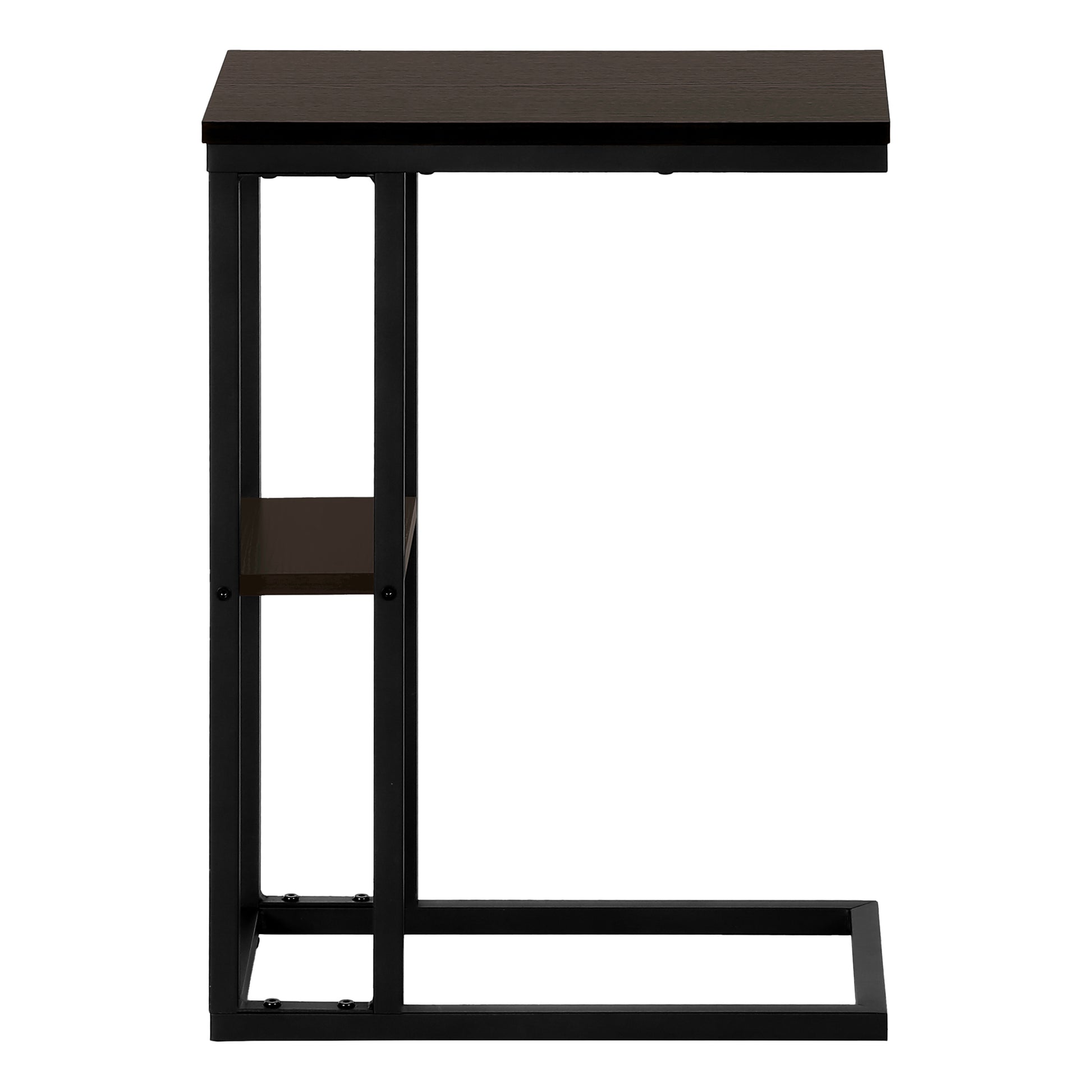 Accent Table 25"H Espresso C-Shaped With Shelf-Accent Table-DECOROLALA