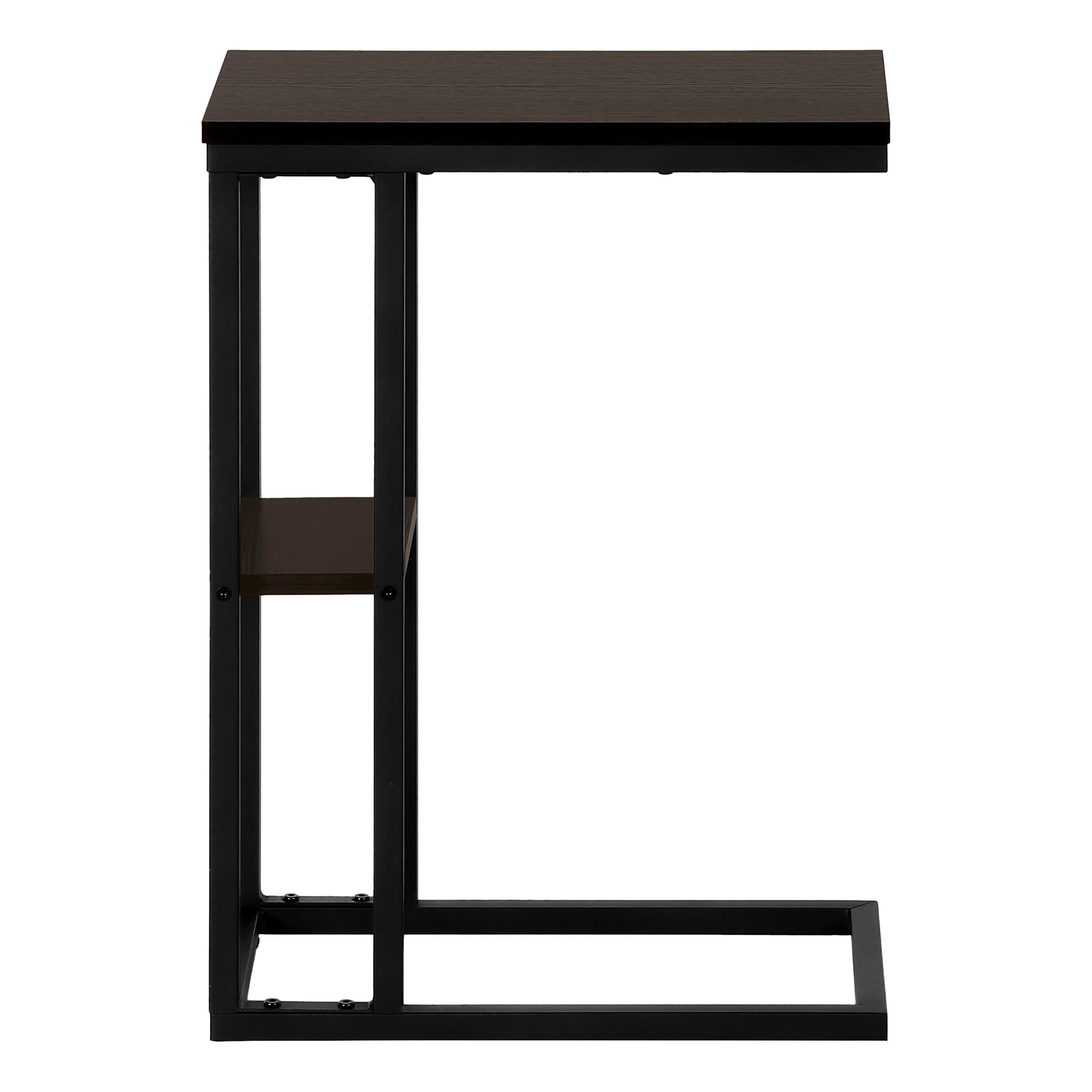 Accent Table 25"H Espresso C-Shaped With Shelf-Accent Table-DECOROLALA