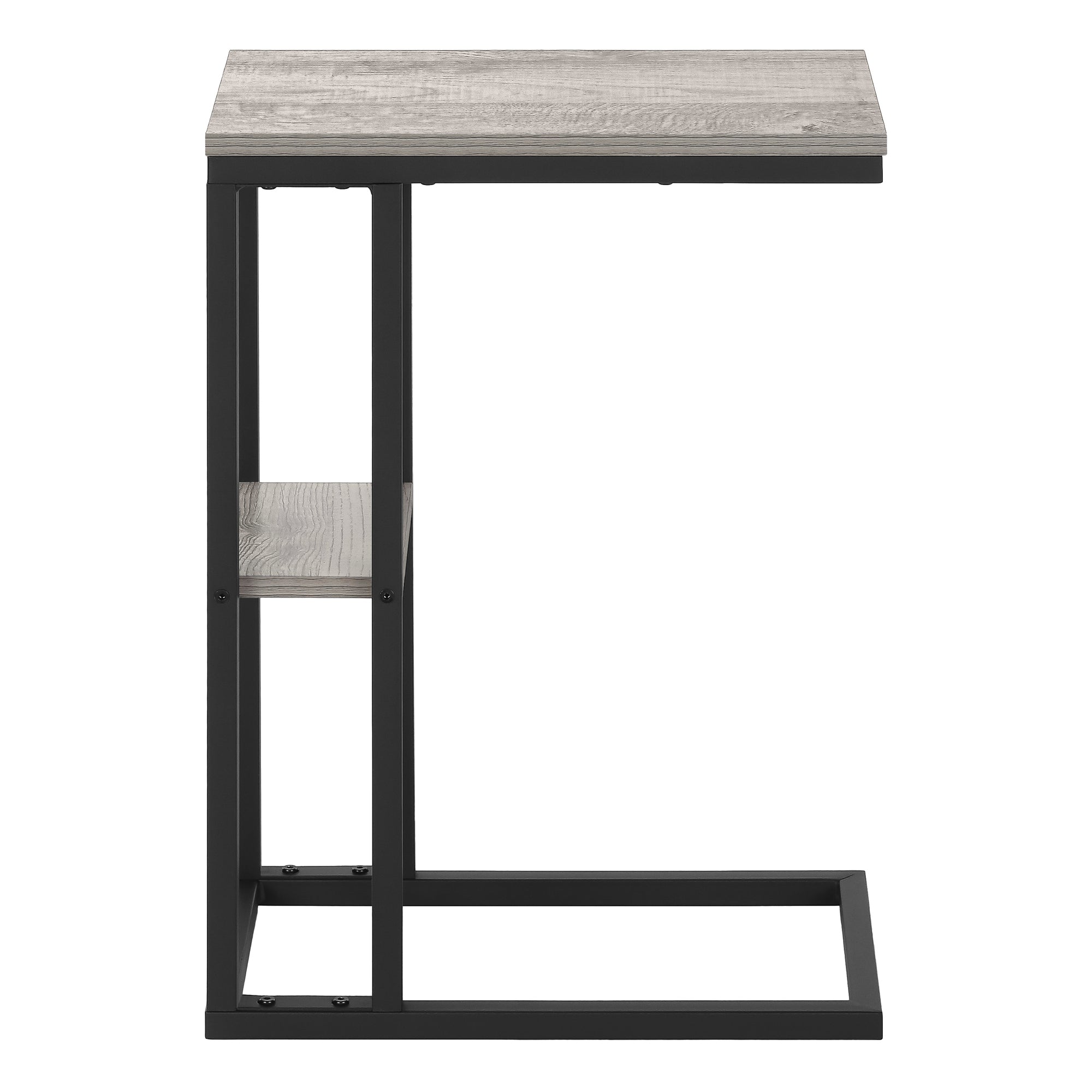 Accent Table 25"H Espresso C-Shaped With Shelf-Accent Table-DECOROLALA