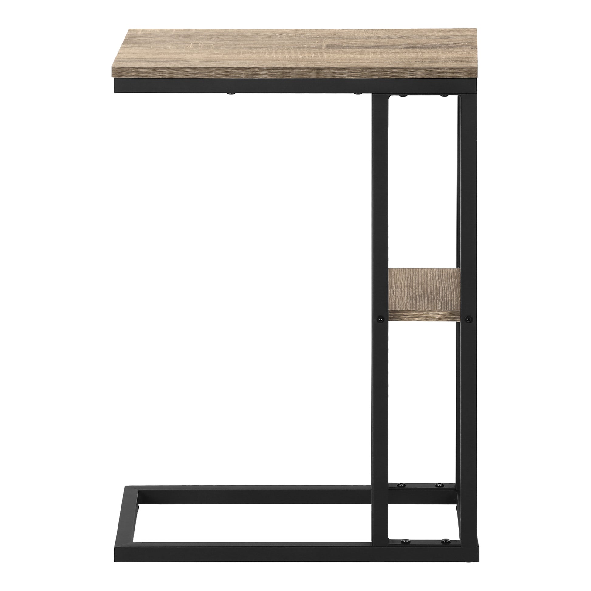 Accent Table 25"H Espresso C-Shaped With Shelf-Accent Table-DECOROLALA