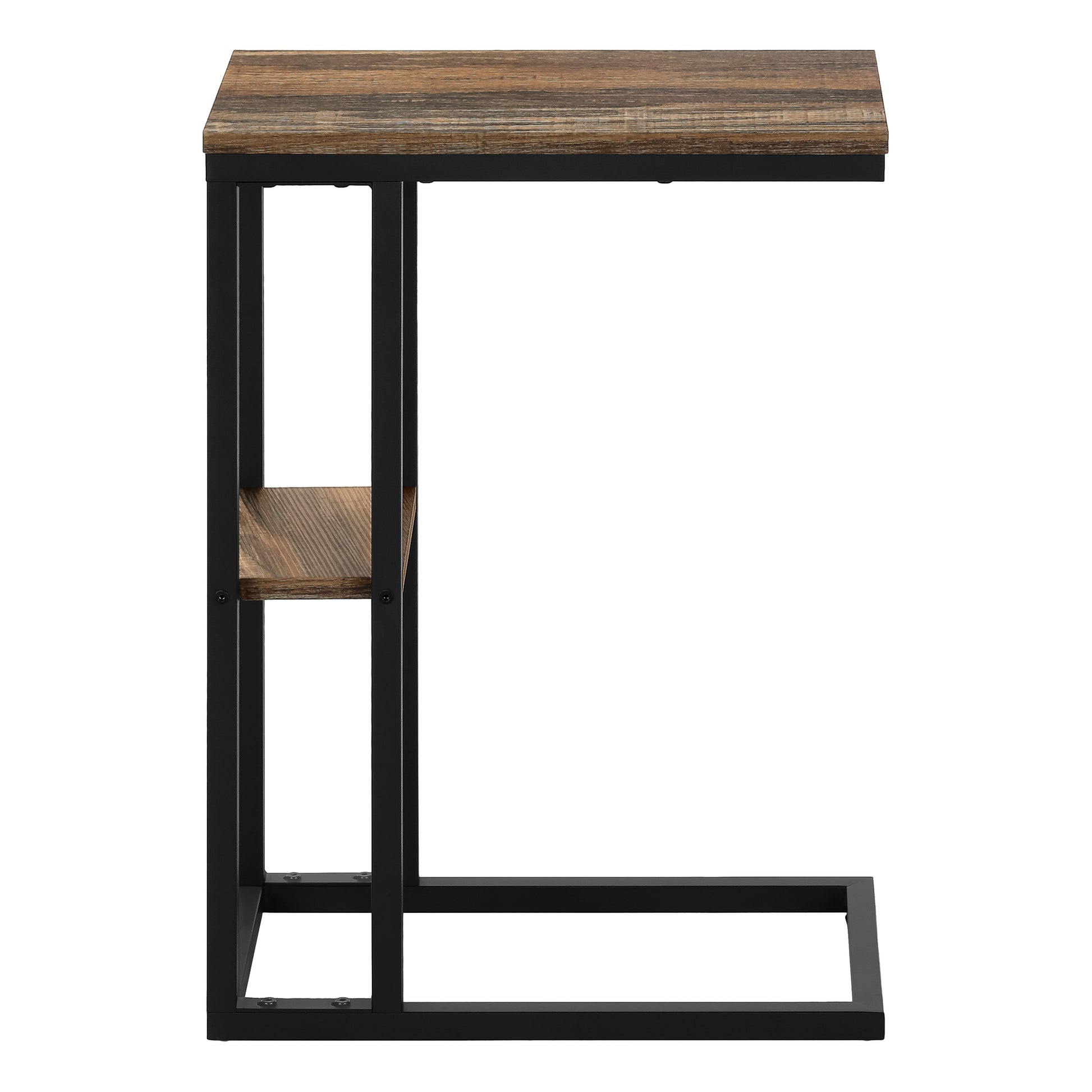 Accent Table 25"H Espresso C-Shaped With Shelf-Accent Table-DECOROLALA