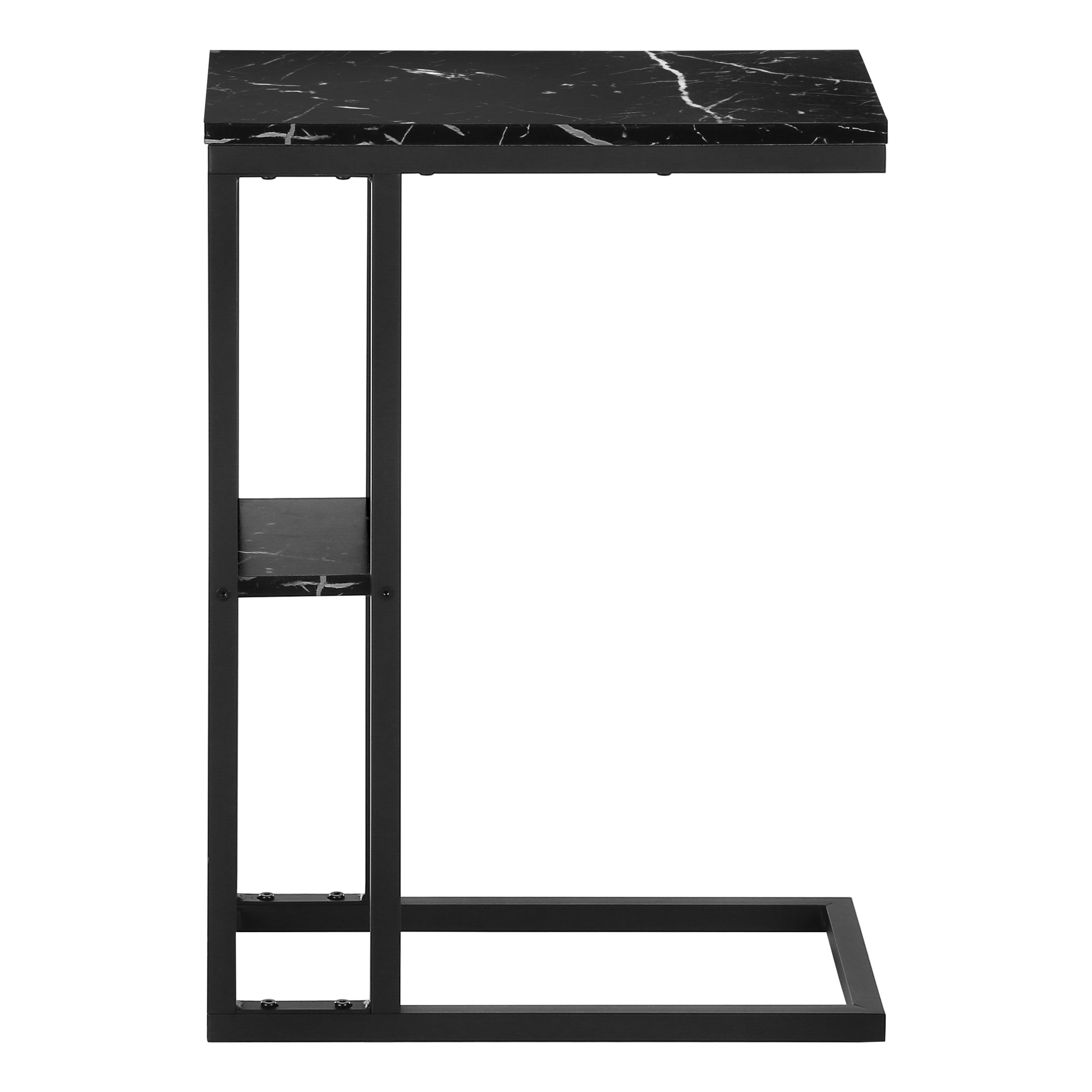 Accent Table 25"H Espresso C-Shaped With Shelf-Accent Table-DECOROLALA