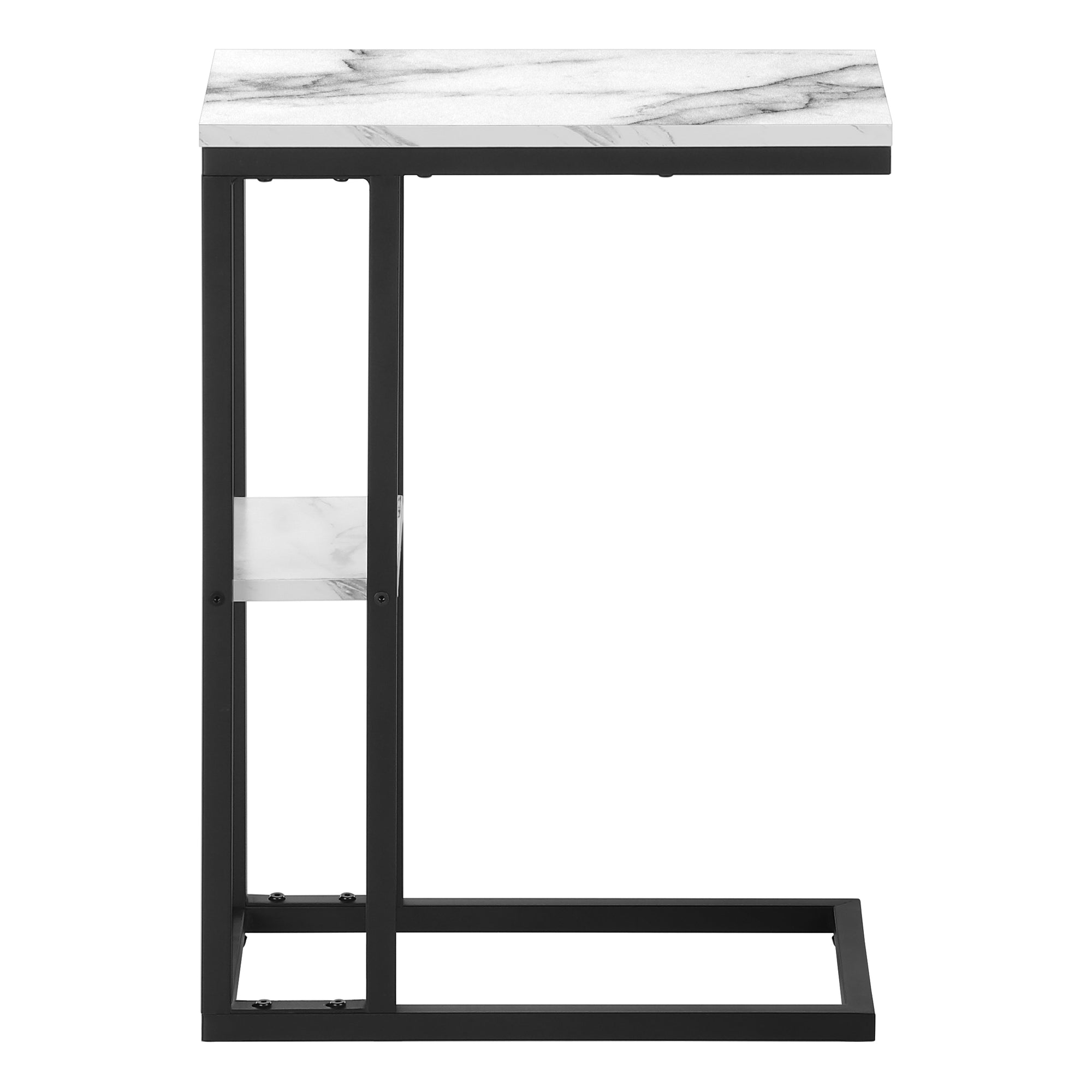 Accent Table 25"H Espresso C-Shaped With Shelf-Accent Table-DECOROLALA