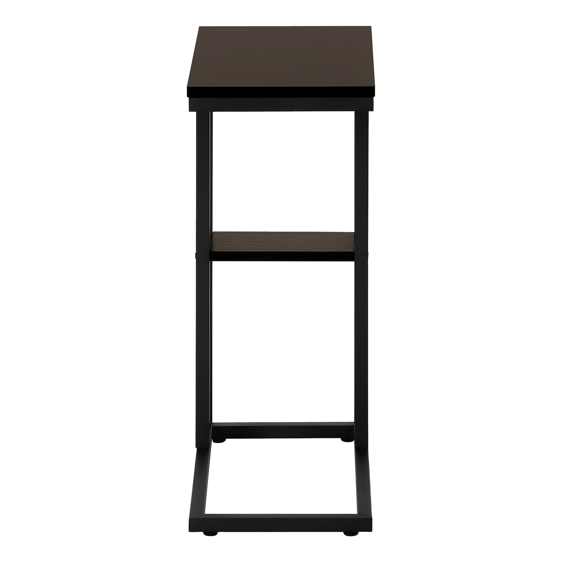 Accent Table 25"H Espresso C-Shaped With Shelf-Accent Table-DECOROLALA