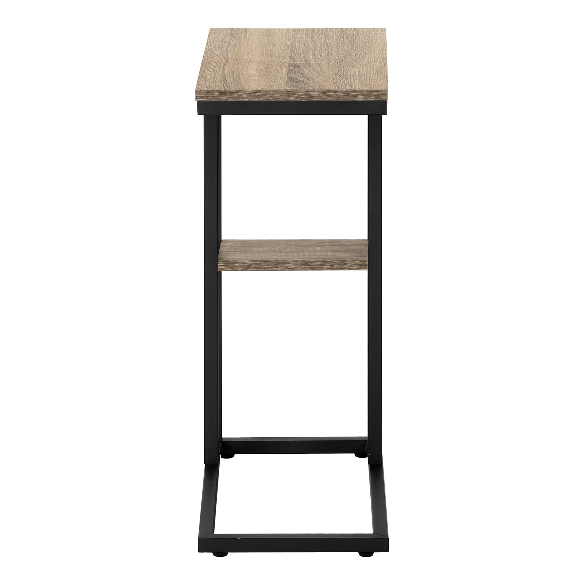 Accent Table 25"H Espresso C-Shaped With Shelf-Accent Table-DECOROLALA