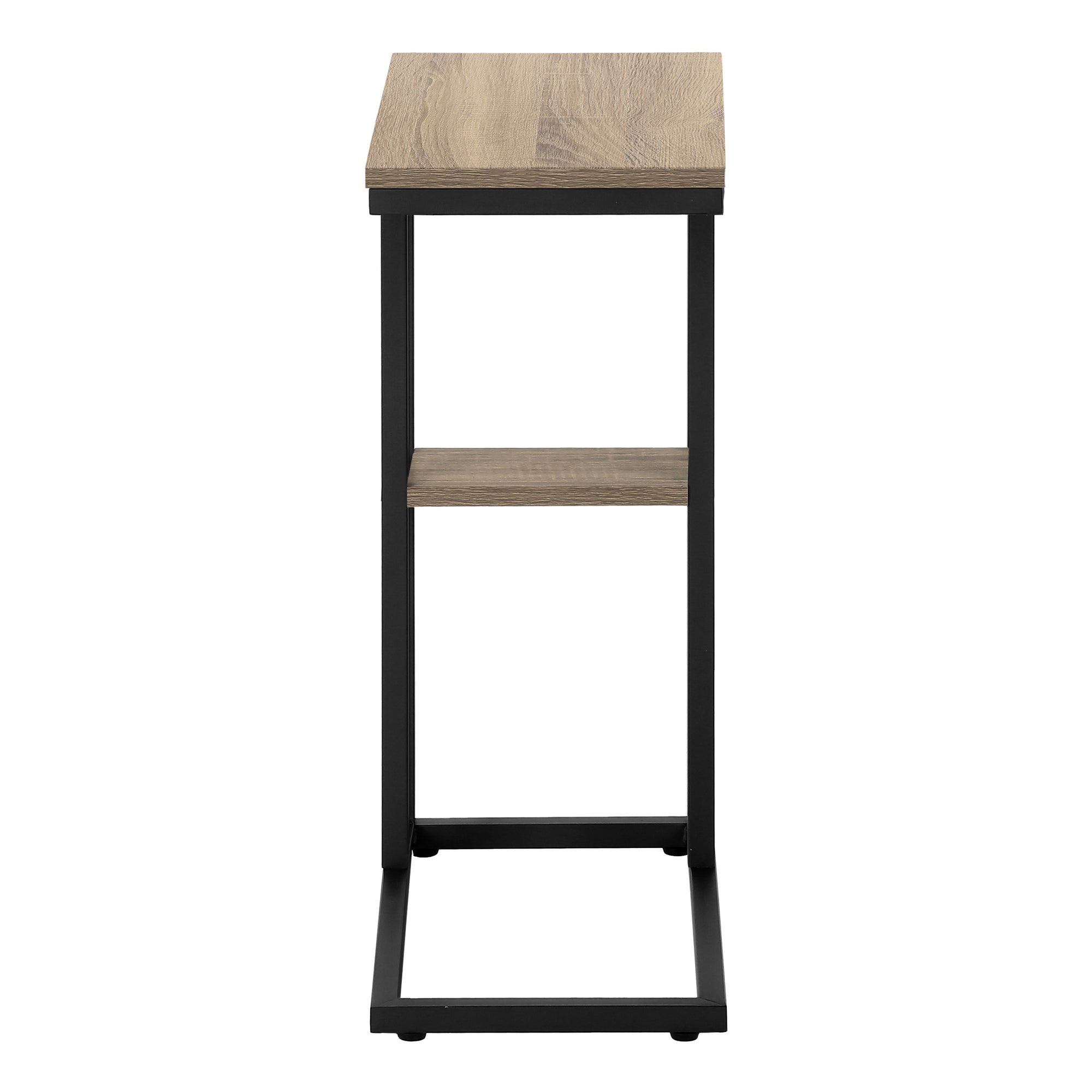Accent Table 25"H Espresso C-Shaped With Shelf-Accent Table-DECOROLALA