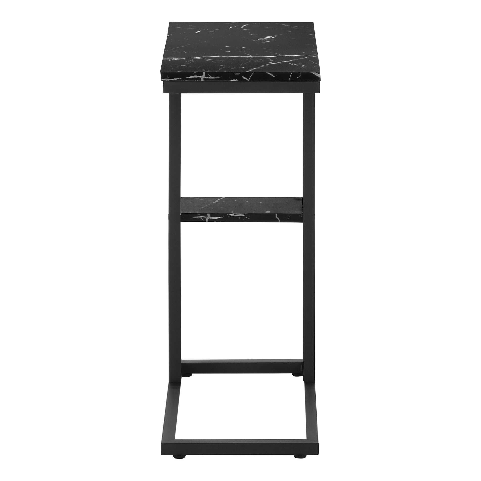Accent Table 25"H Espresso C-Shaped With Shelf-Accent Table-DECOROLALA