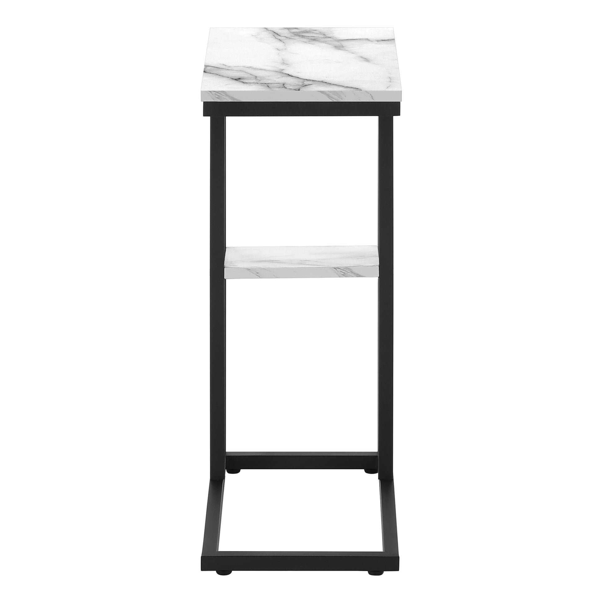 Accent Table 25"H Espresso C-Shaped With Shelf-Accent Table-DECOROLALA