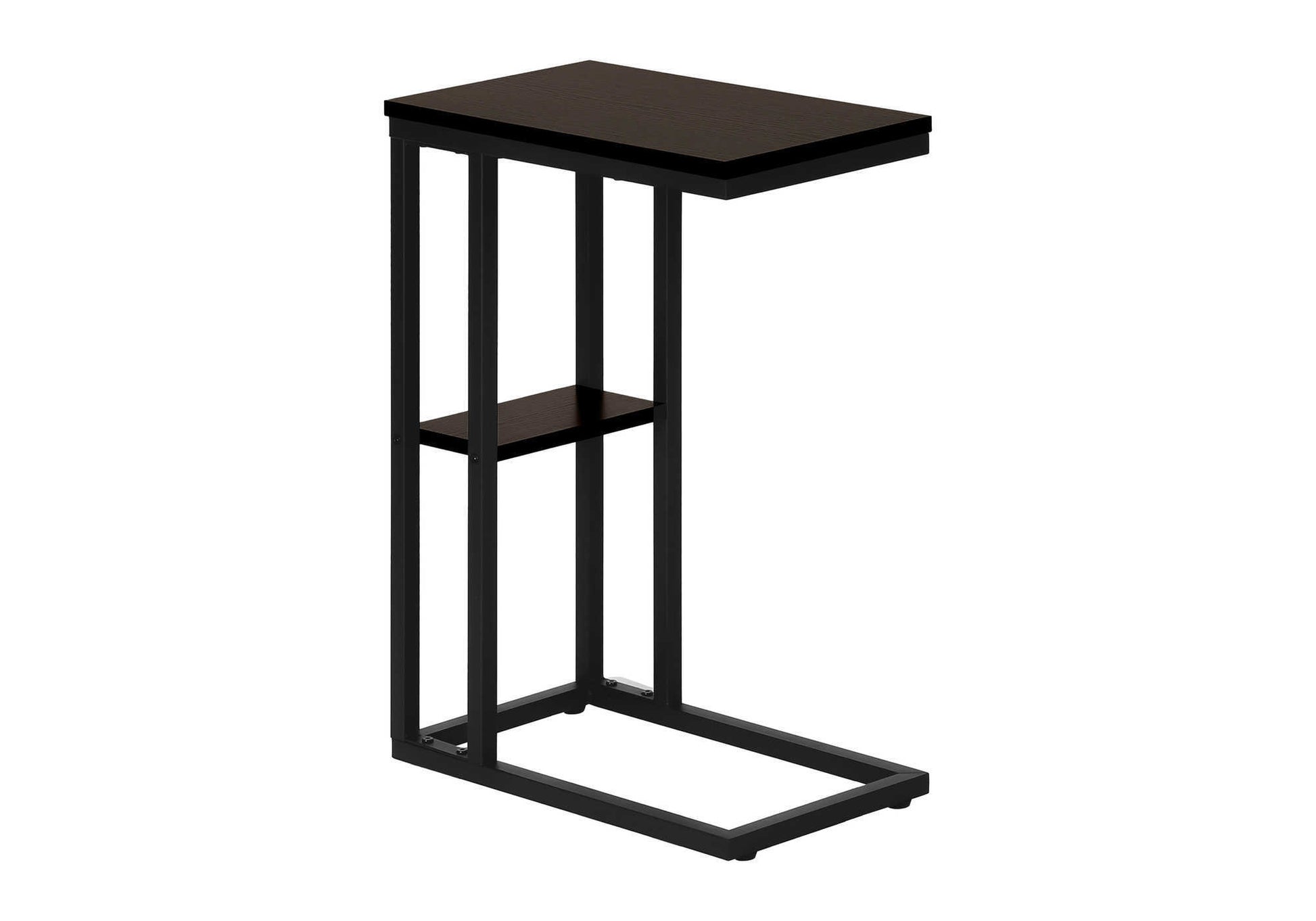 Accent Table 25"H Espresso C-Shaped With Shelf-Accent Table-DECOROLALA