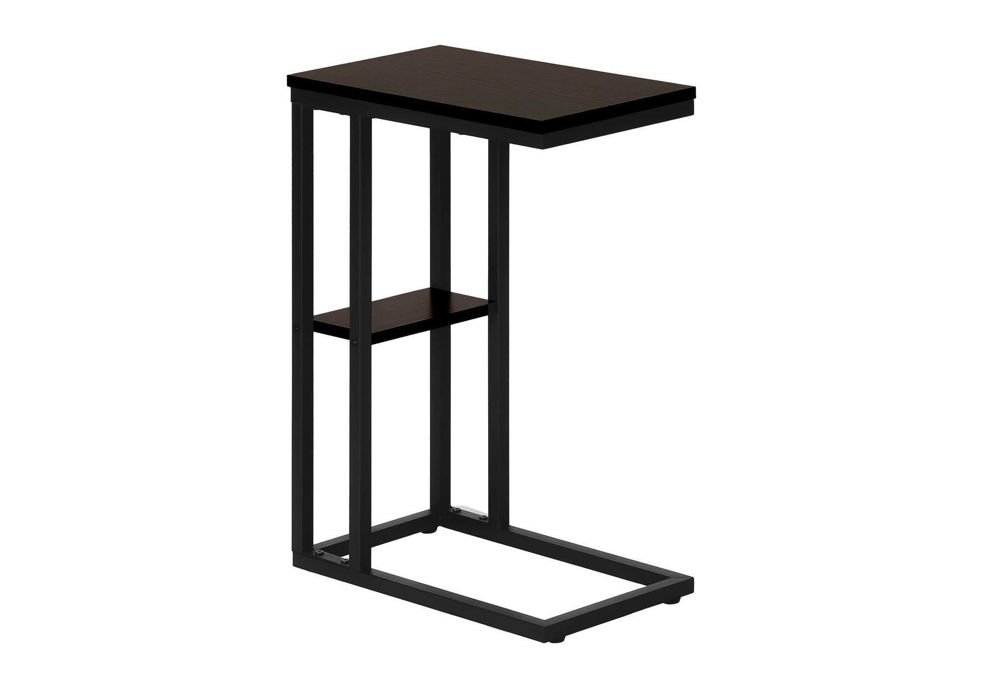 Accent Table 25"H Espresso C-Shaped With Shelf-Accent Table-DECOROLALA