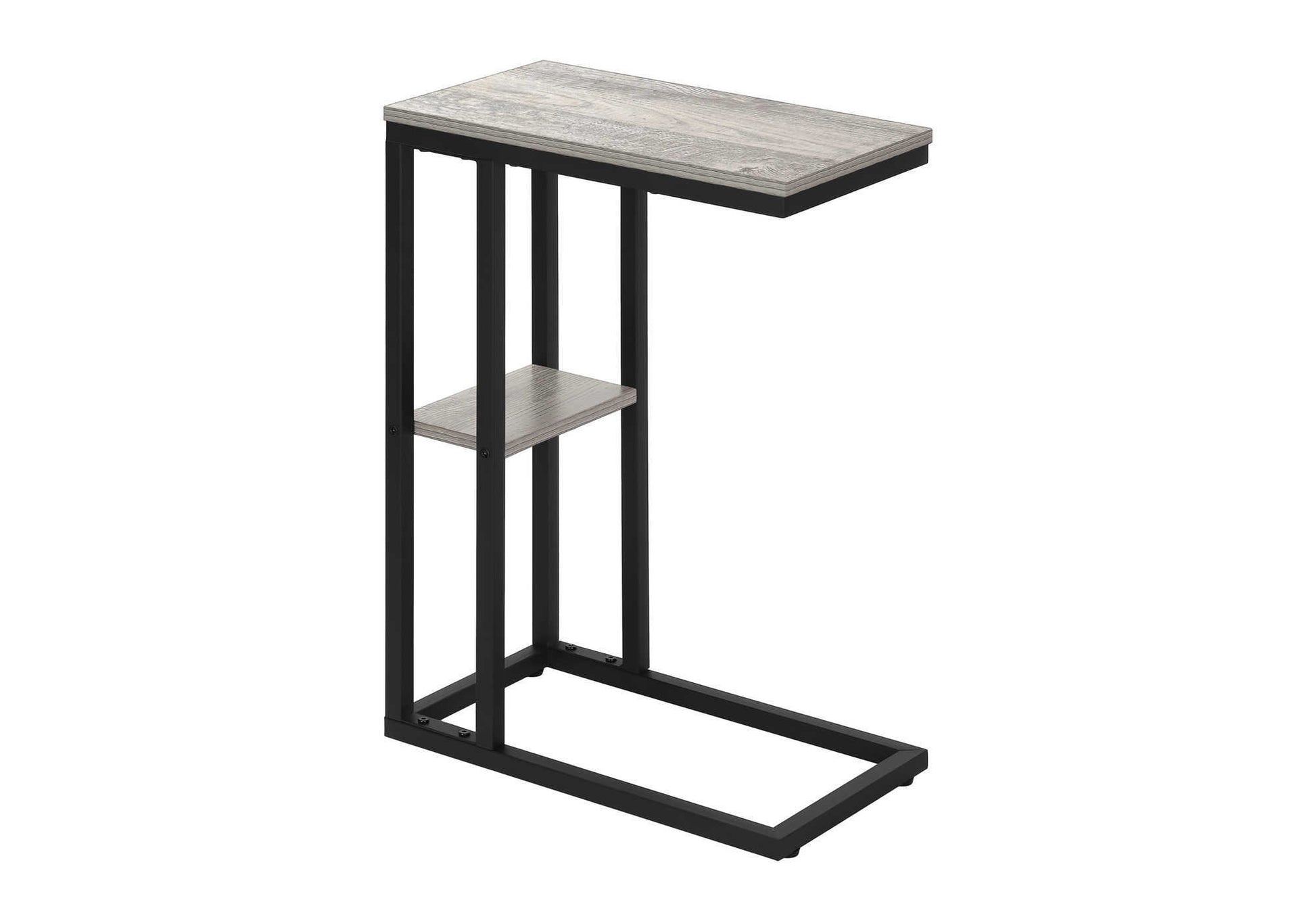 Accent Table 25"H Espresso C-Shaped With Shelf-Accent Table-DECOROLALA