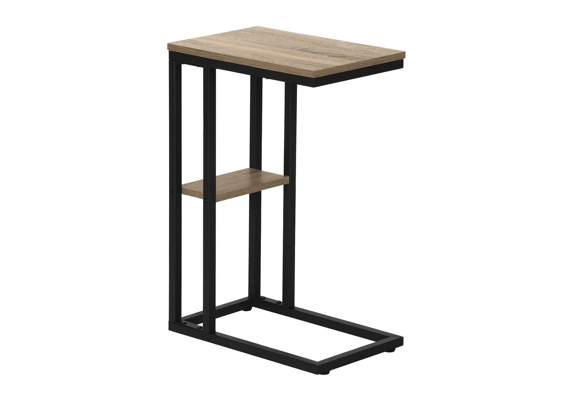 Accent Table 25"H Espresso C-Shaped With Shelf-Accent Table-DECOROLALA