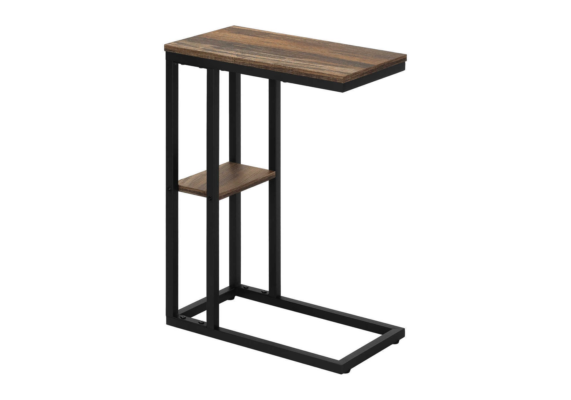 Accent Table 25"H Espresso C-Shaped With Shelf-Accent Table-DECOROLALA