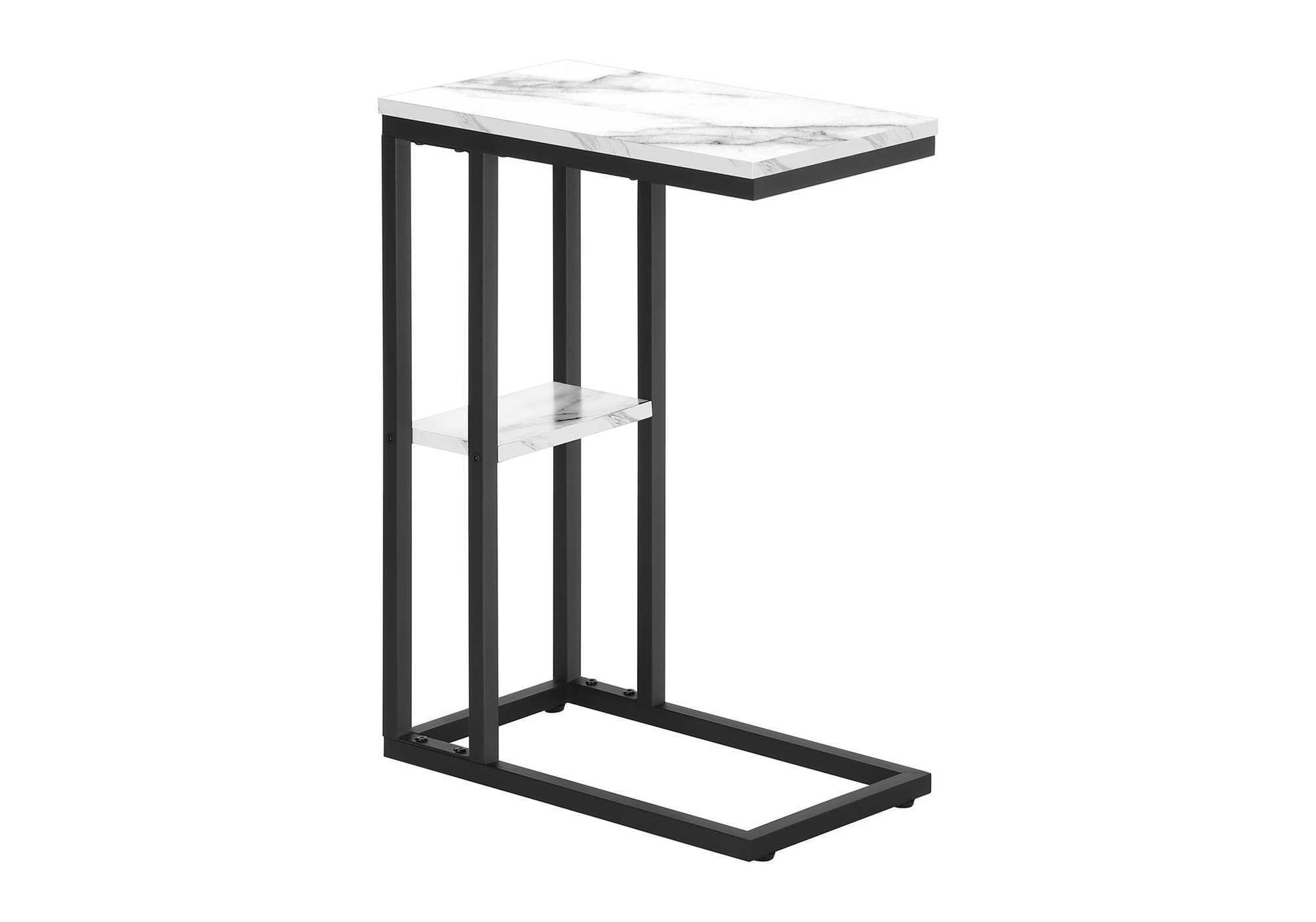Accent Table 25"H Espresso C-Shaped With Shelf-Accent Table-DECOROLALA