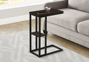 Accent Table 25"H Espresso C-Shaped With Shelf-Accent Table-DECOROLALA