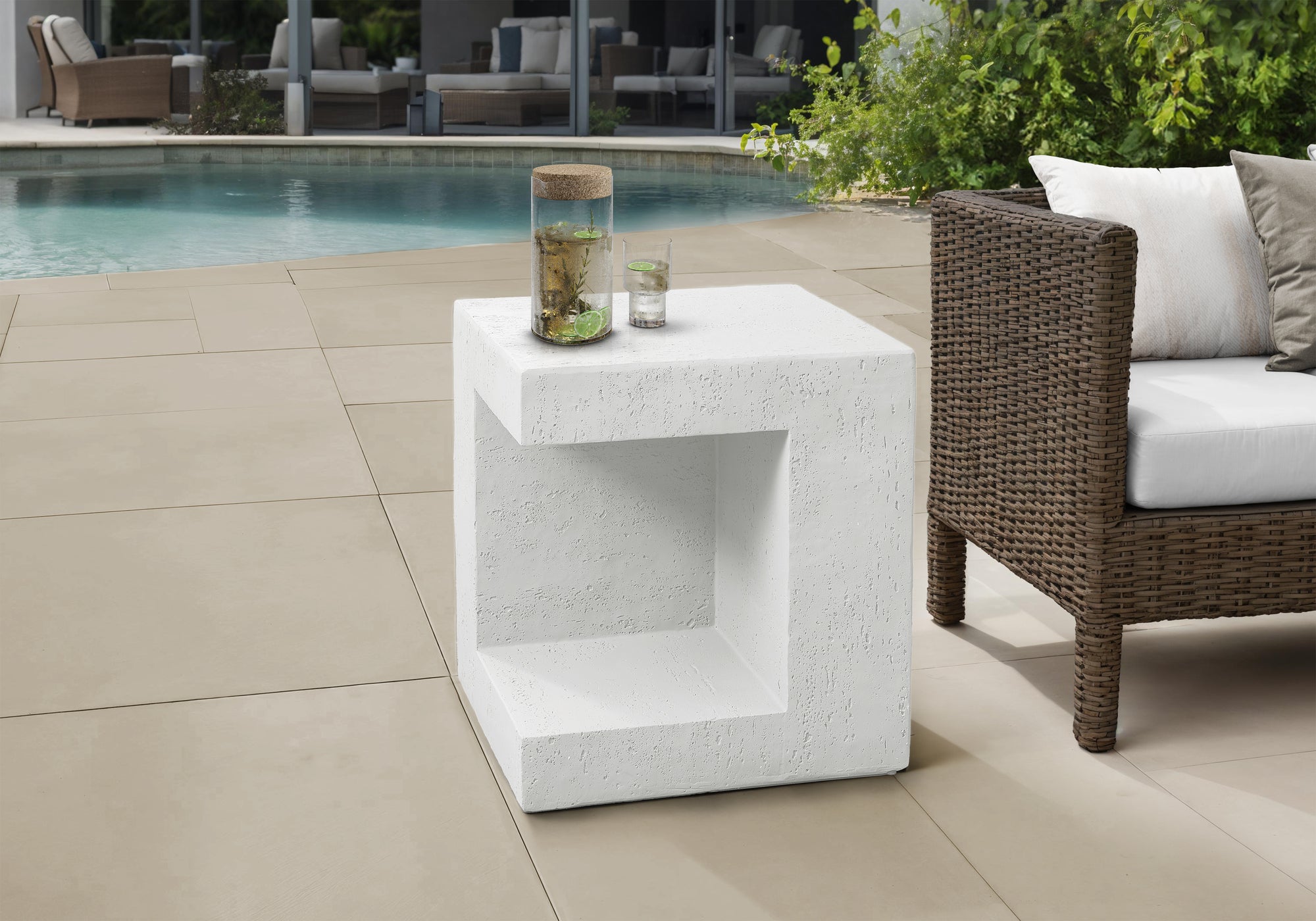 Accent Table 25"H Grey Concrete-Look Cube-Accent Table-DECOROLALA
