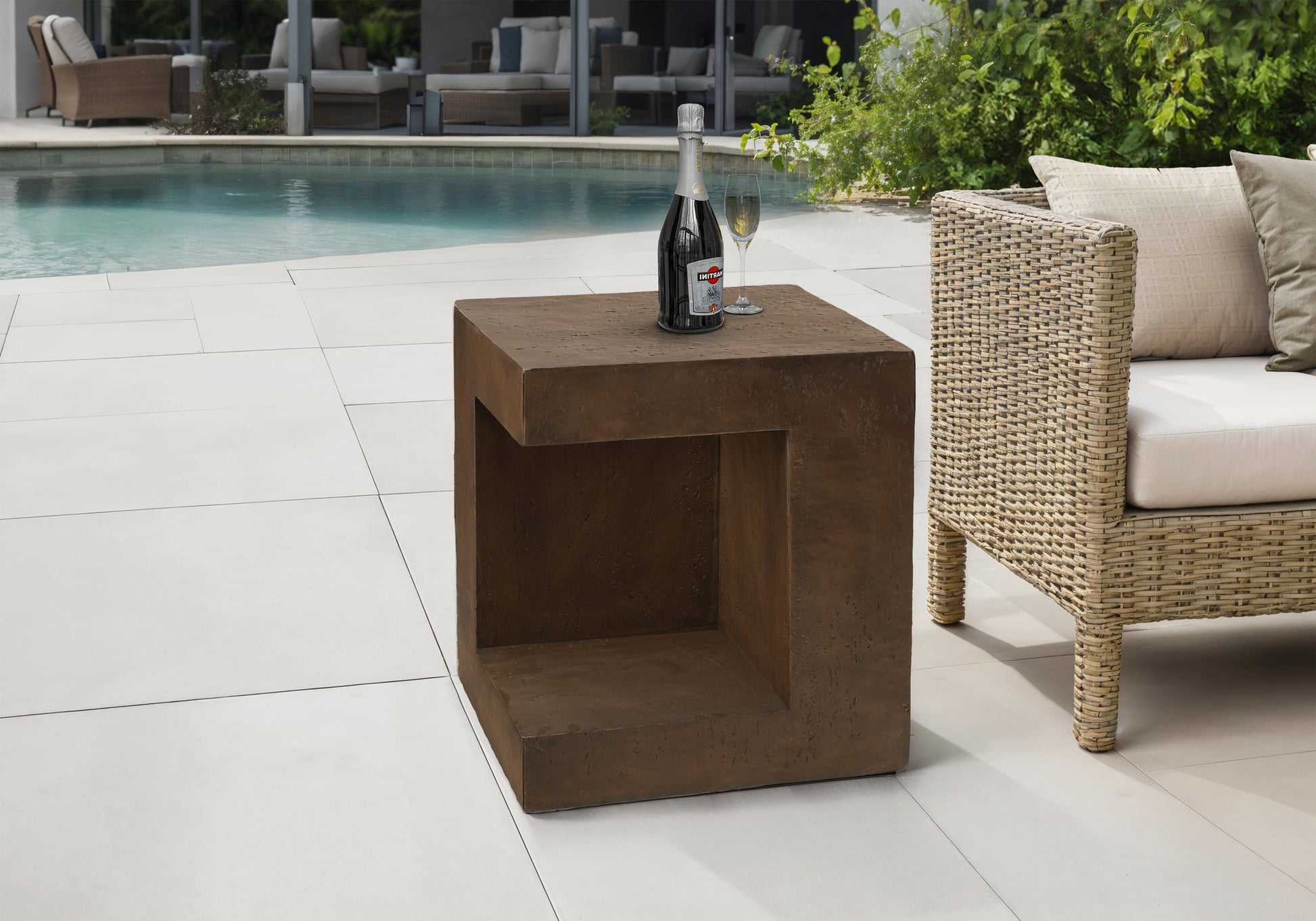 Accent Table 25"H Grey Concrete-Look Cube-Accent Table-DECOROLALA