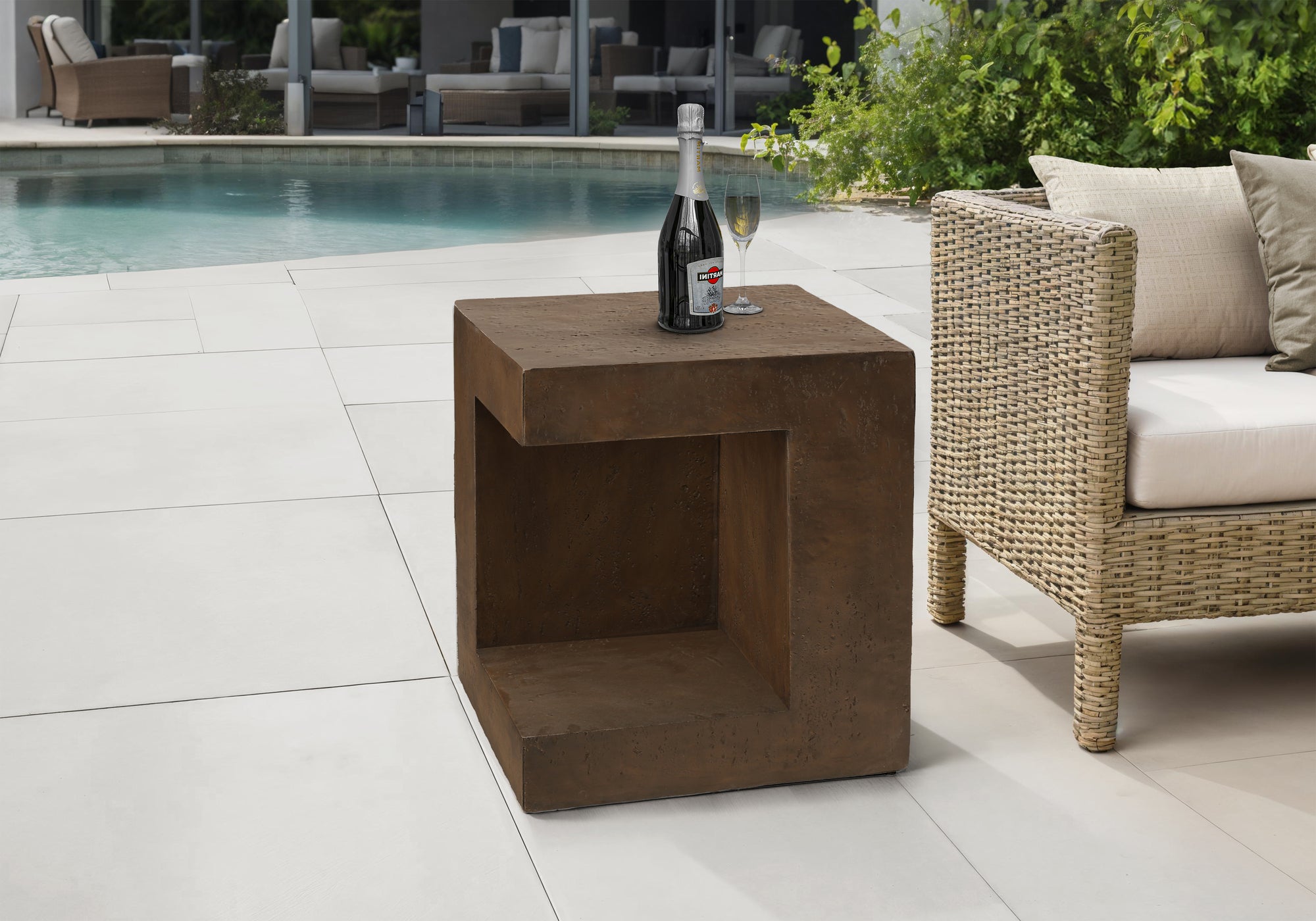 Accent Table 25"H Grey Concrete-Look Cube-Accent Table-DECOROLALA