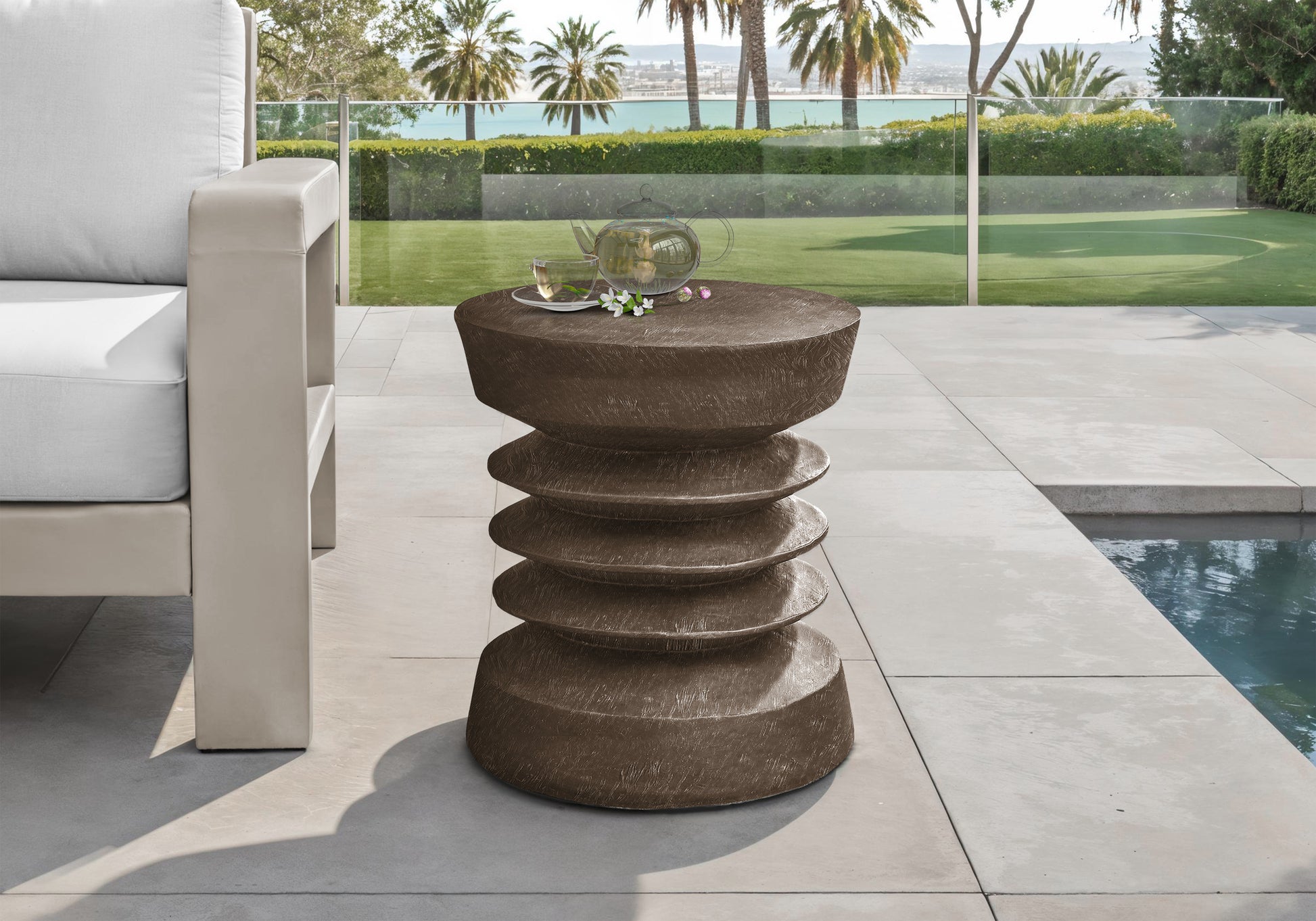 Accent Table - 25"H / Grey Indoor Or Outdoor-Accent Table-DECOROLALA
