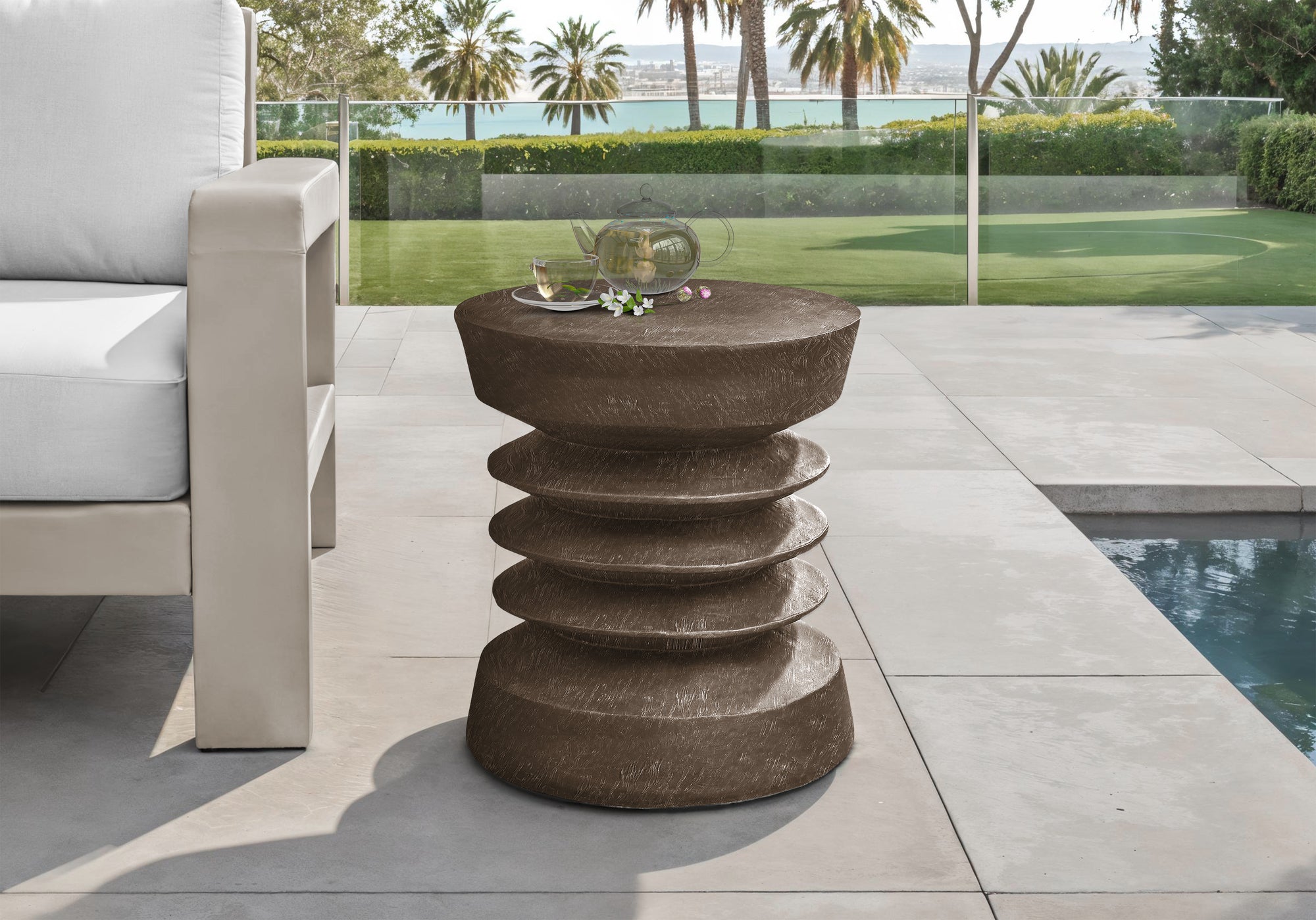 Accent Table - 25"H / Grey Indoor Or Outdoor-Accent Table-DECOROLALA