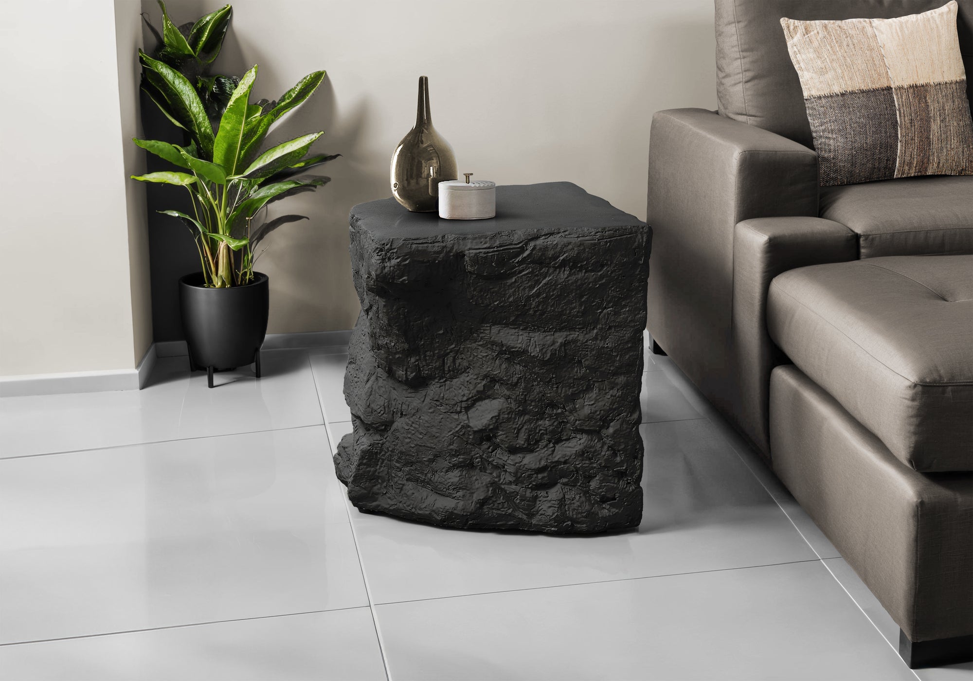 Accent Table 25"H Grey Indoor/Outdoor-Accent Table-DECOROLALA