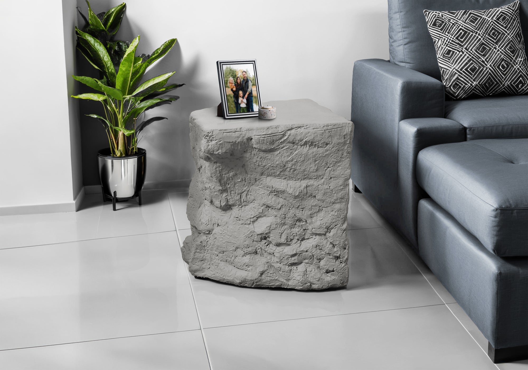 Accent Table 25"H Grey Indoor/Outdoor-Accent Table-DECOROLALA