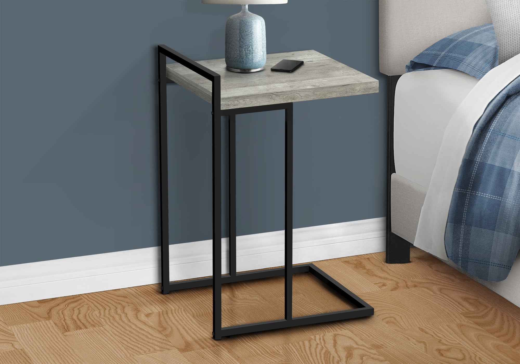 Accent Table - 25"H / Grey Reclaimed Wood / Black Metal-Accent Table-DECOROLALA