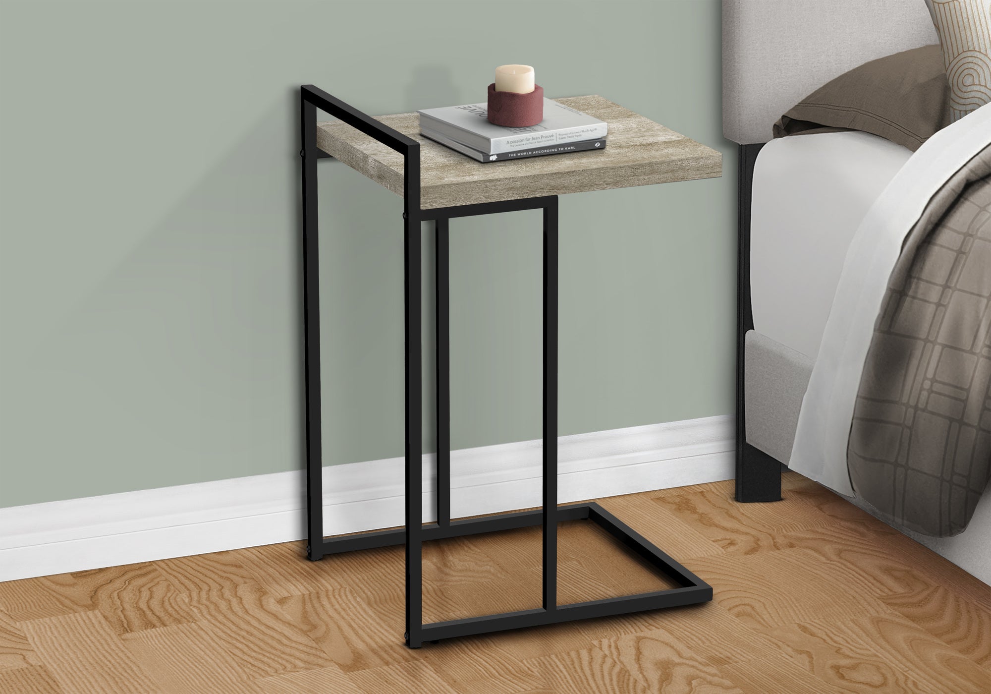 Accent Table - 25"H / Grey Reclaimed Wood / Black Metal-Accent Table-DECOROLALA