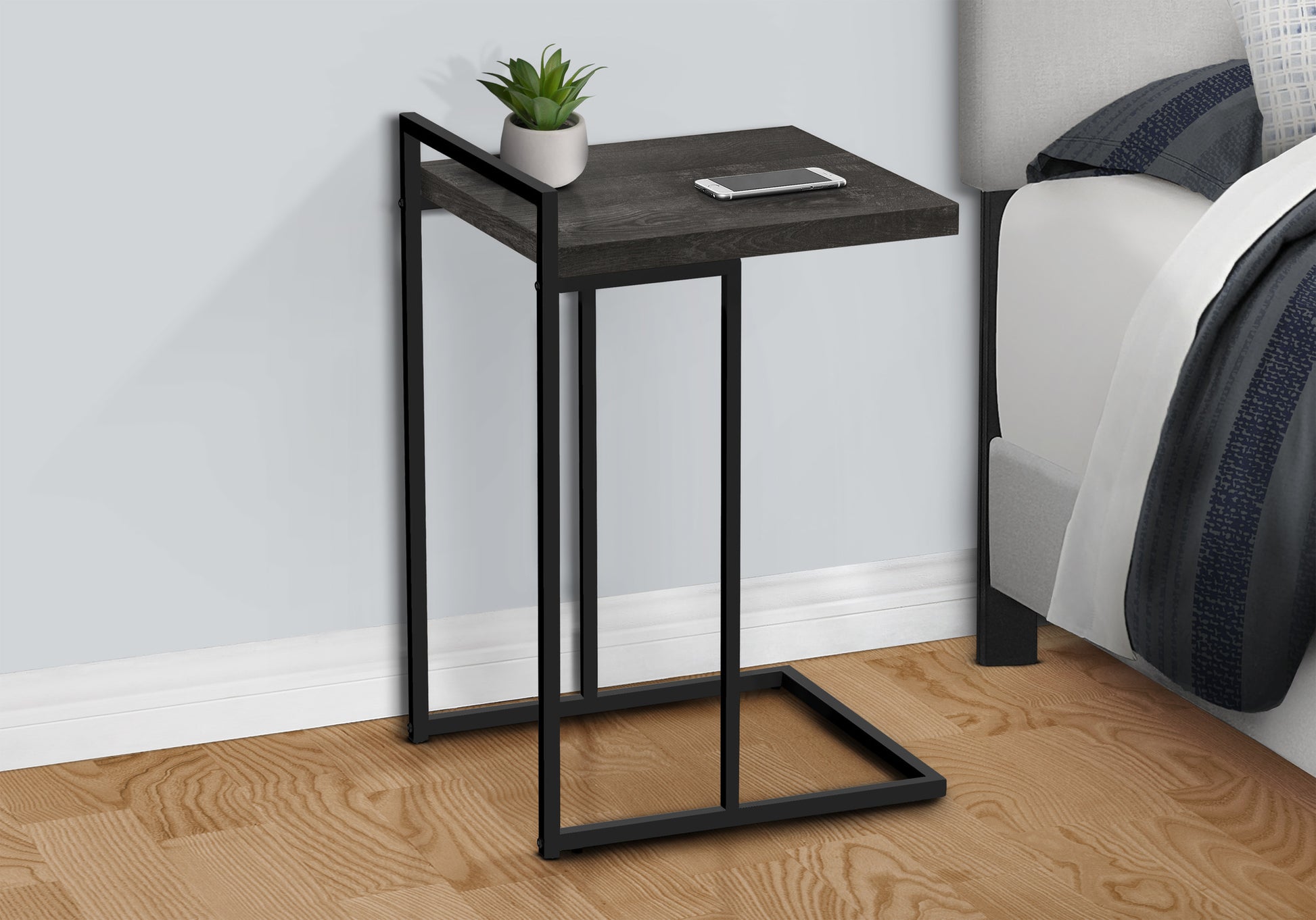 Accent Table - 25"H / Grey Reclaimed Wood / Black Metal-Accent Table-DECOROLALA