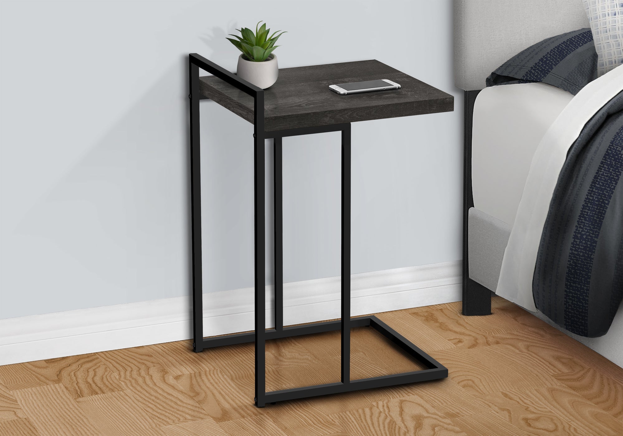 Accent Table - 25"H / Grey Reclaimed Wood / Black Metal-Accent Table-DECOROLALA