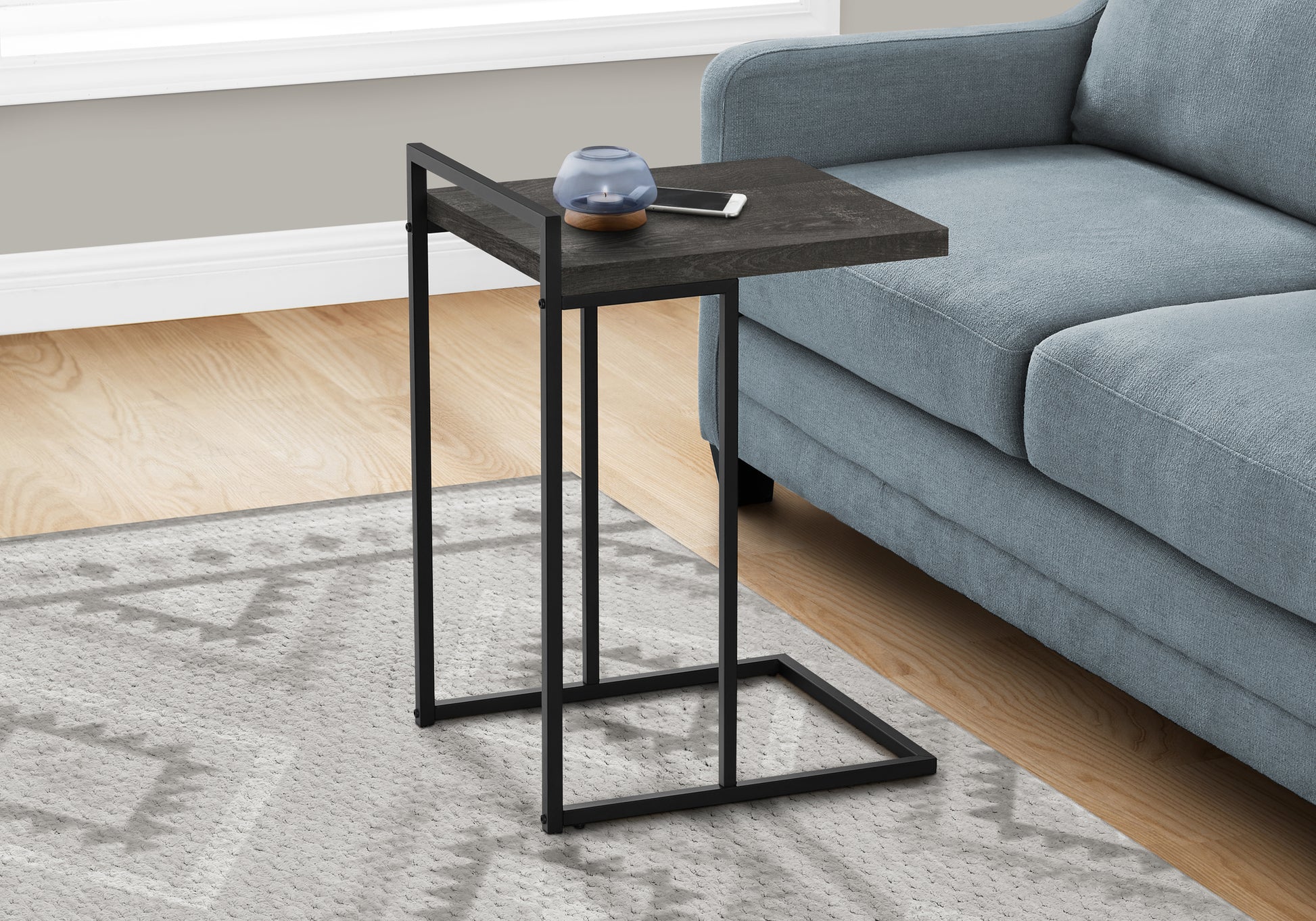 Accent Table - 25"H / Grey Reclaimed Wood / Black Metal-Accent Table-DECOROLALA