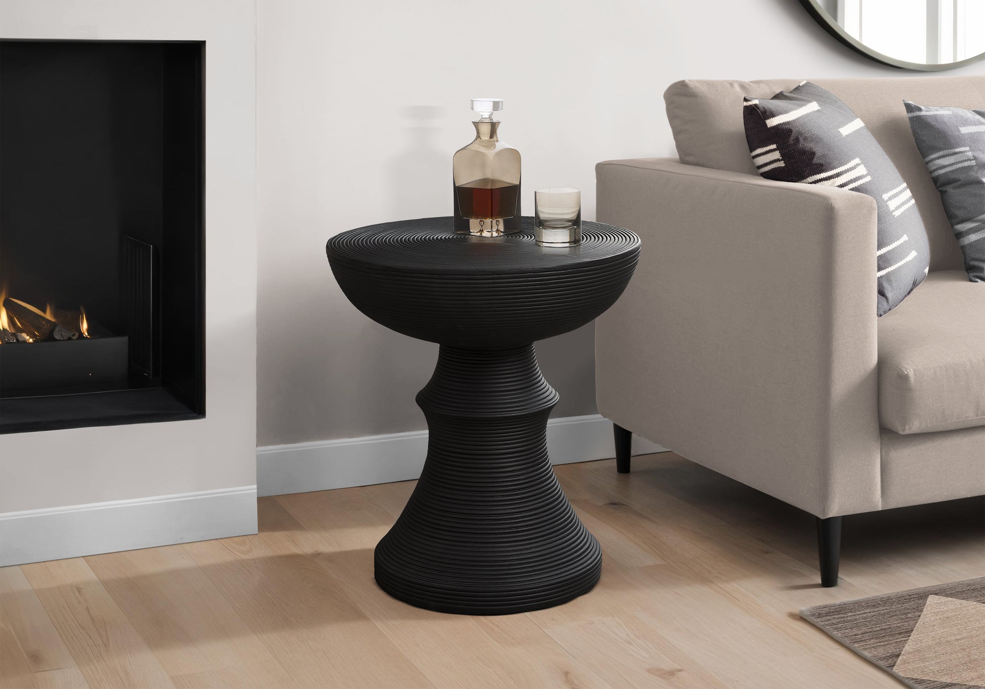 Accent Table 25"H Grey Round Indoor/Outdoor-Accent Table-DECOROLALA