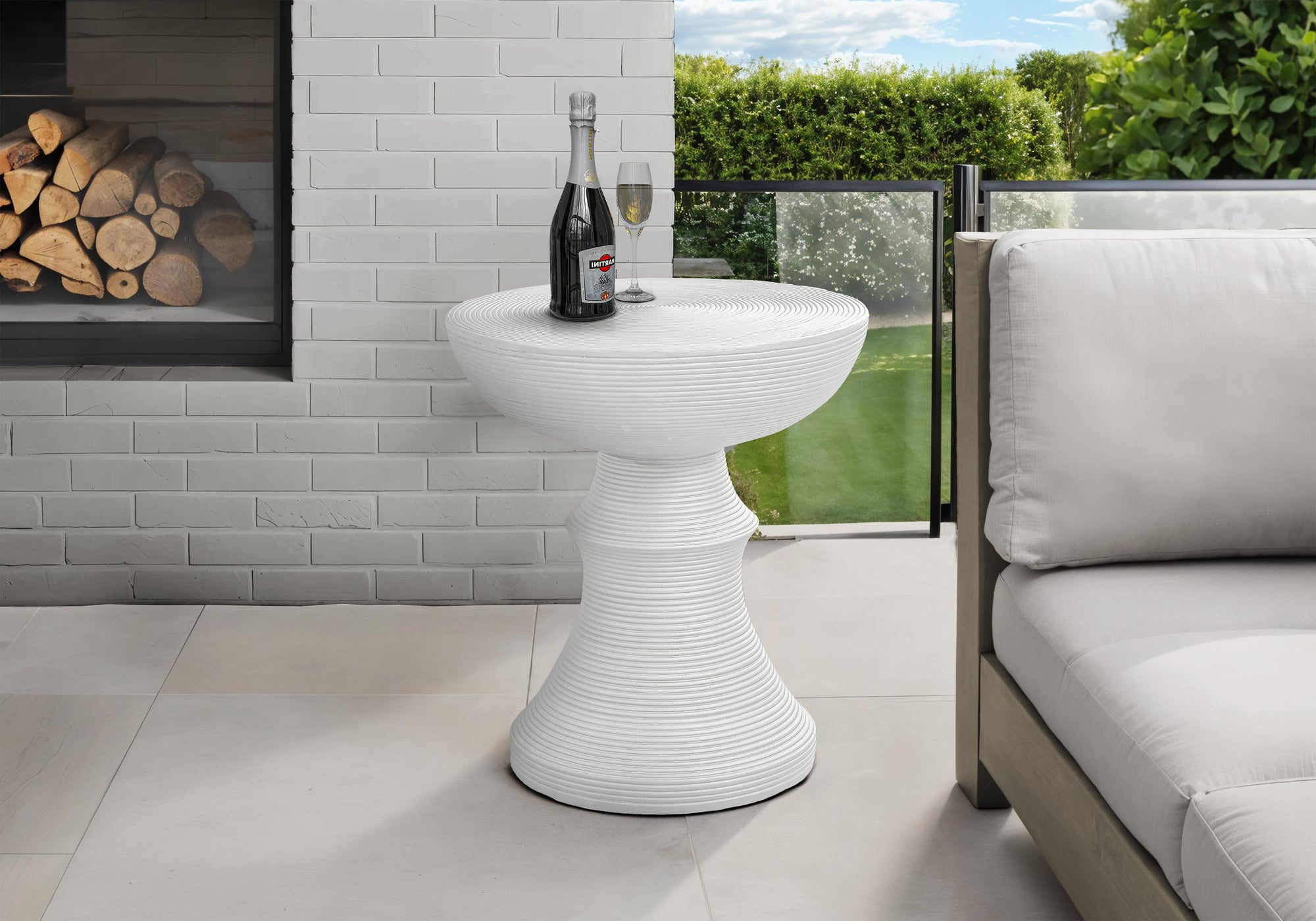 Accent Table 25"H Grey Round Indoor/Outdoor-Accent Table-DECOROLALA