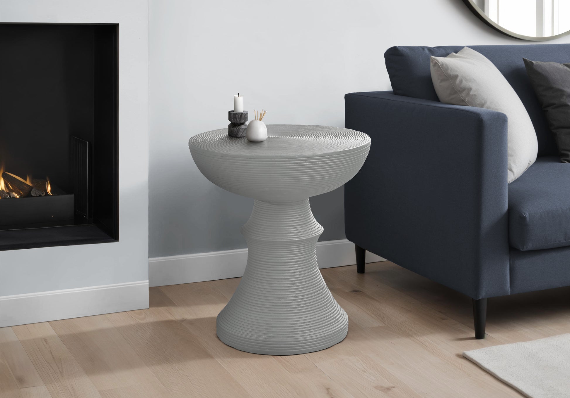 Accent Table 25"H Grey Round Indoor/Outdoor-Accent Table-DECOROLALA